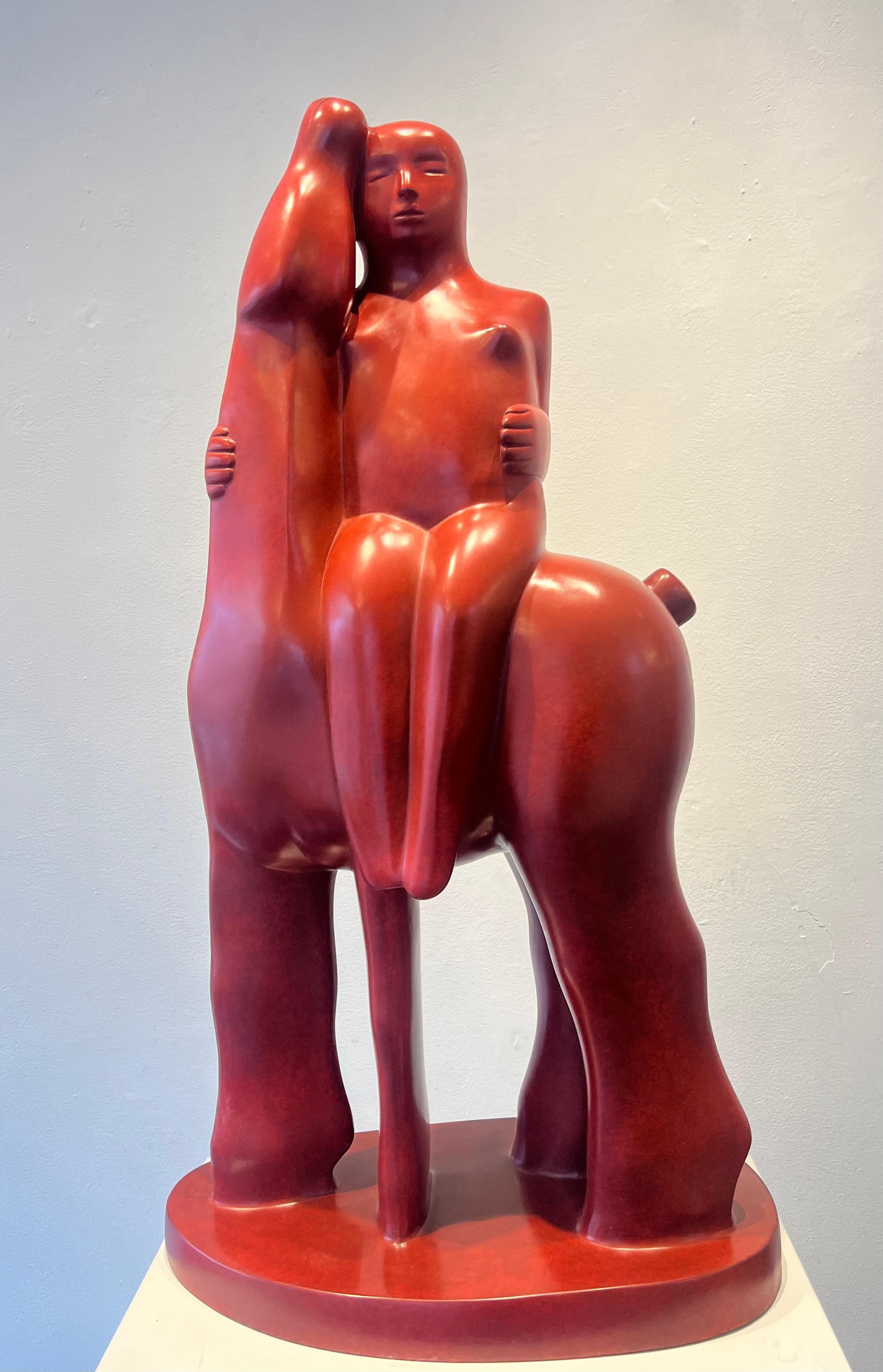 Figurative Sculpture de KOBE - Voor Eeuwig Vriendjes Escultura Bronce Amigos Caballo Hombre Amistad In Stock