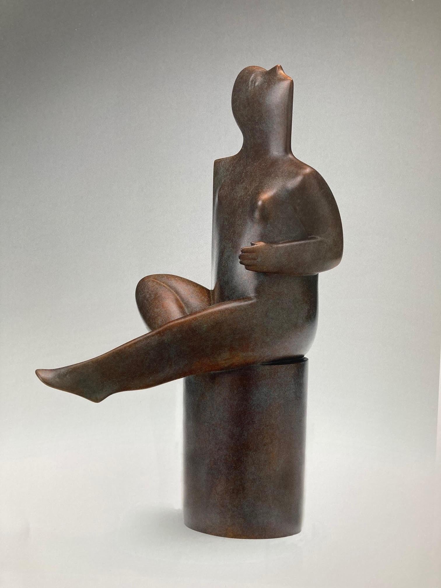 KOBE Figurative Sculpture – Zou Het Regenen Vandaag? Bronze-Skulptur, „I wonder if it Will Rain Today“ 