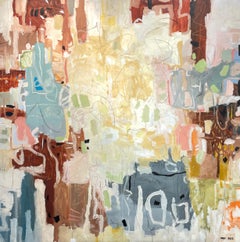Balance" von Kobi Raz - Großer blauer, weißer und erdfarbener Contemporary Abstract