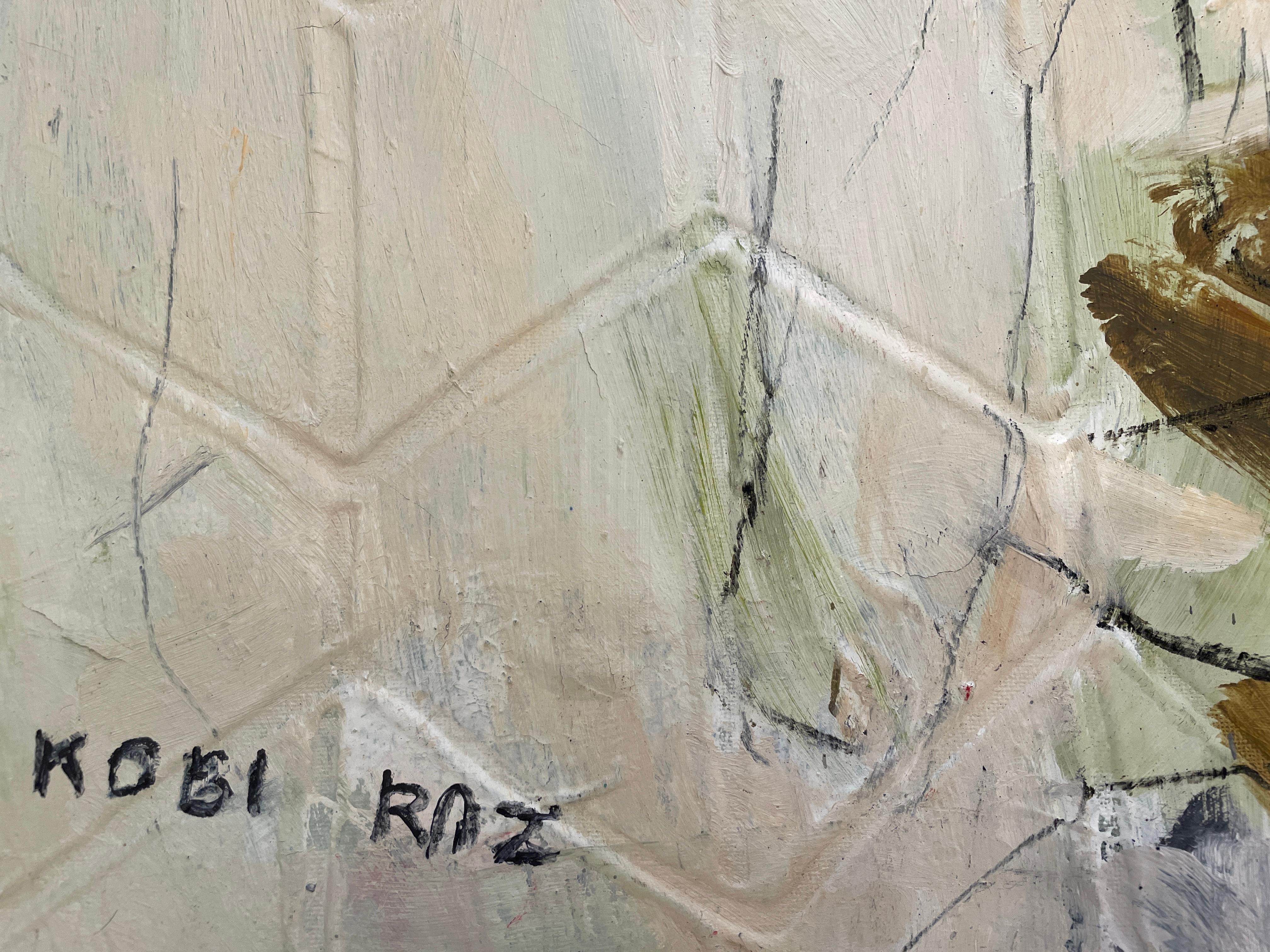 „Breathe“ von Kobi Raz - Rotes, beiges und erdfarbenes, strukturiertes, abstraktes Gemälde im Angebot 11