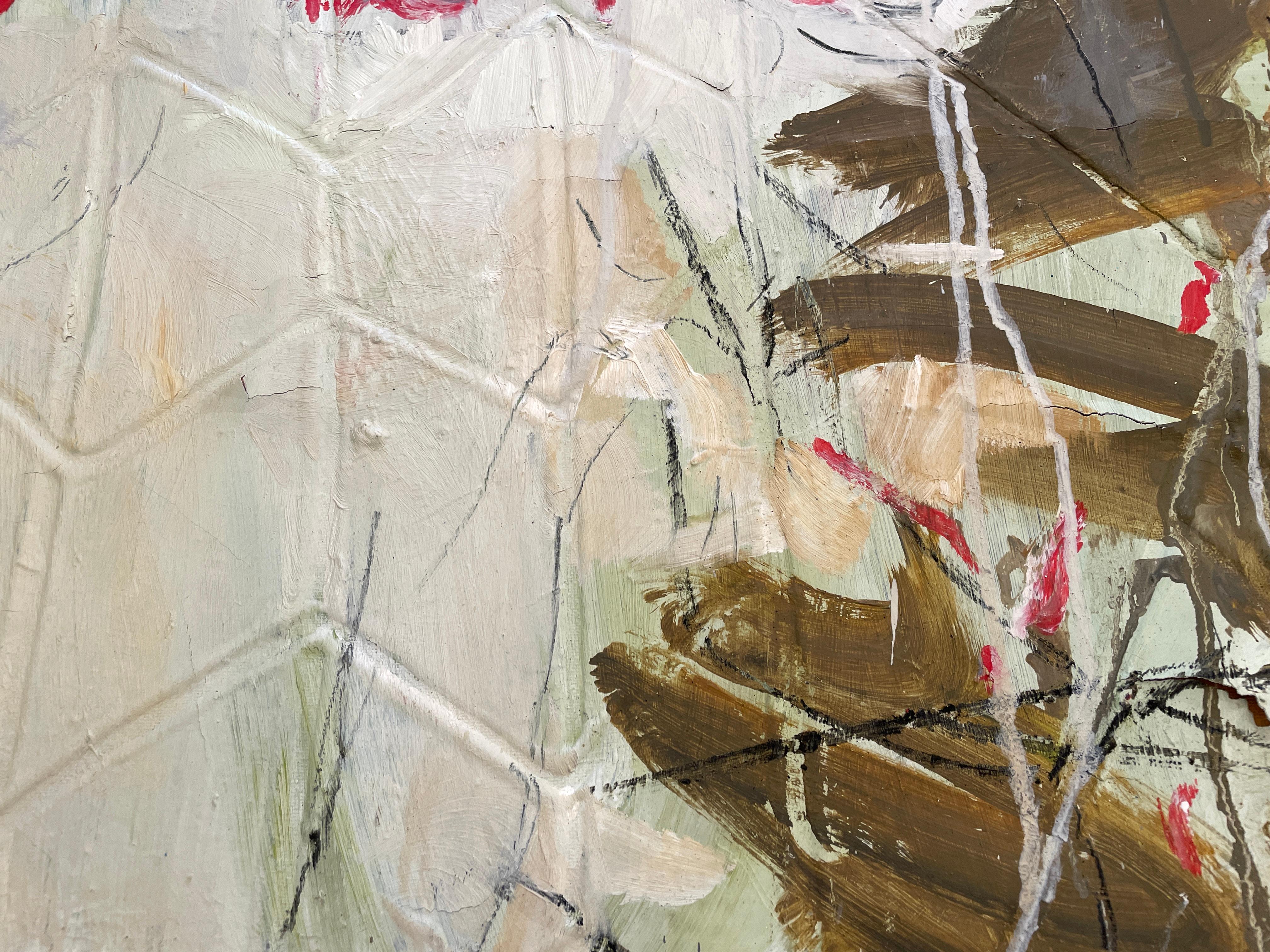 „Breathe“ von Kobi Raz - Rotes, beiges und erdfarbenes, strukturiertes, abstraktes Gemälde im Angebot 4