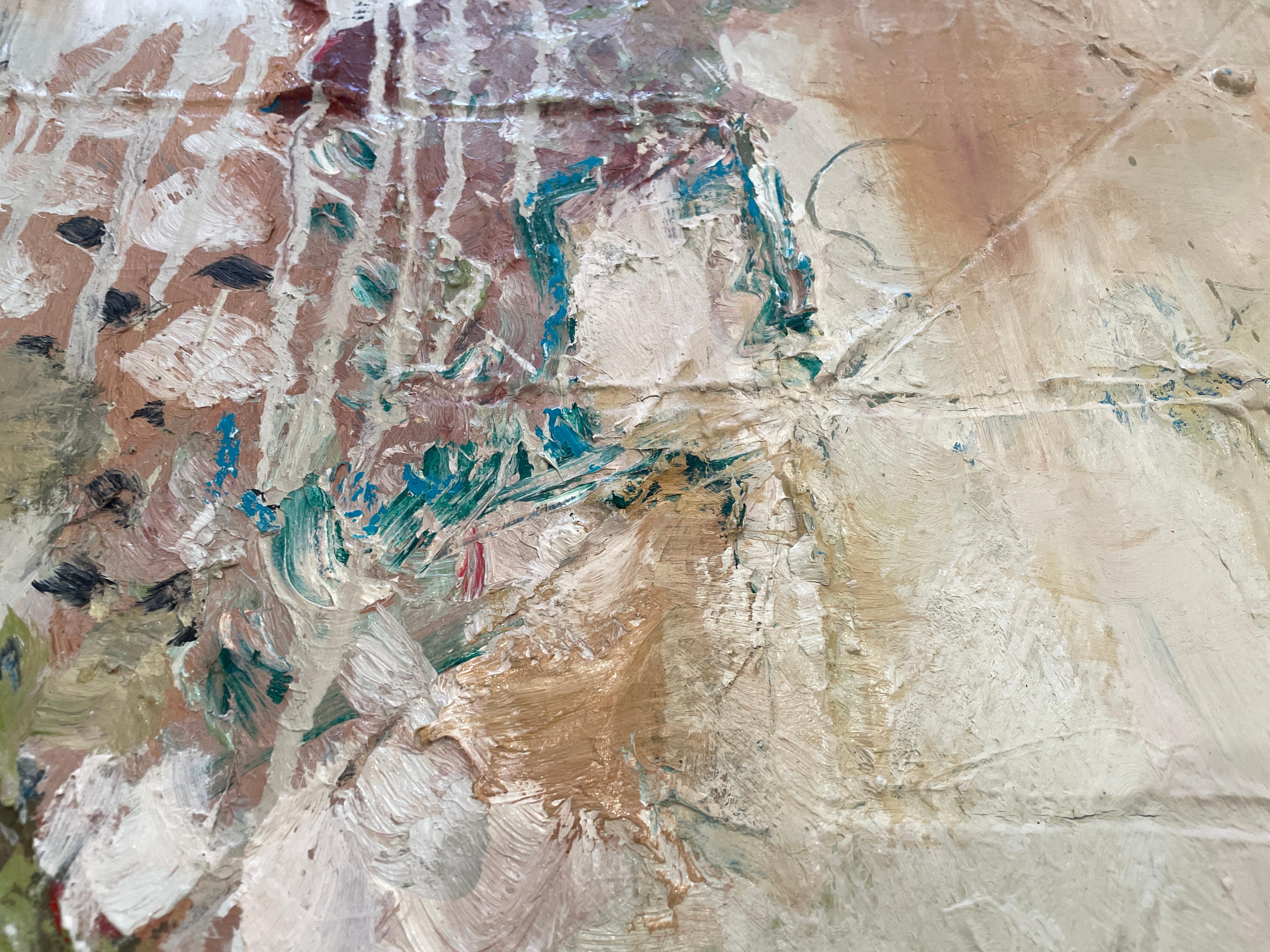 „Breathe“ von Kobi Raz - Rotes, beiges und erdfarbenes, strukturiertes, abstraktes Gemälde im Angebot 6