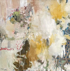 'Breathe' by Kobi Raz - Red, Beige, and Earth Tone Textured Abstract Painting