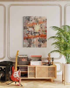 "Bronx" de Kobi Raz - Pintura abstracta contemporánea en tonos naranja y tierra