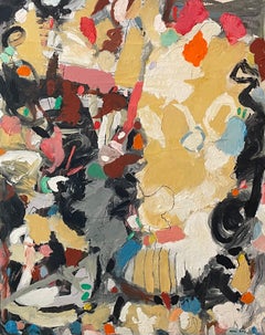 Brooklyn" Huile abstraite contemporaine colorée sur toile de Kobi Raz 