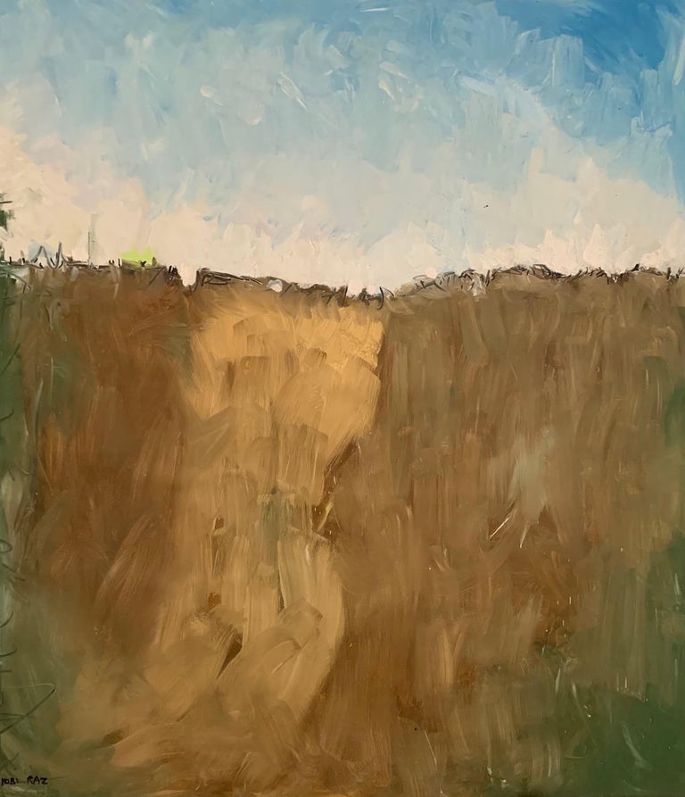 Kobi Raz Abstract Painting - ‘Brown Hills’ Oil On Canvas  Contemporary  Natural Landscape 48" x 55" By Kobi