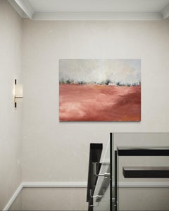 "Desert Horizon" - Zeitgenössische strukturierte Landschaftskunst in Weiß und Erdtönen