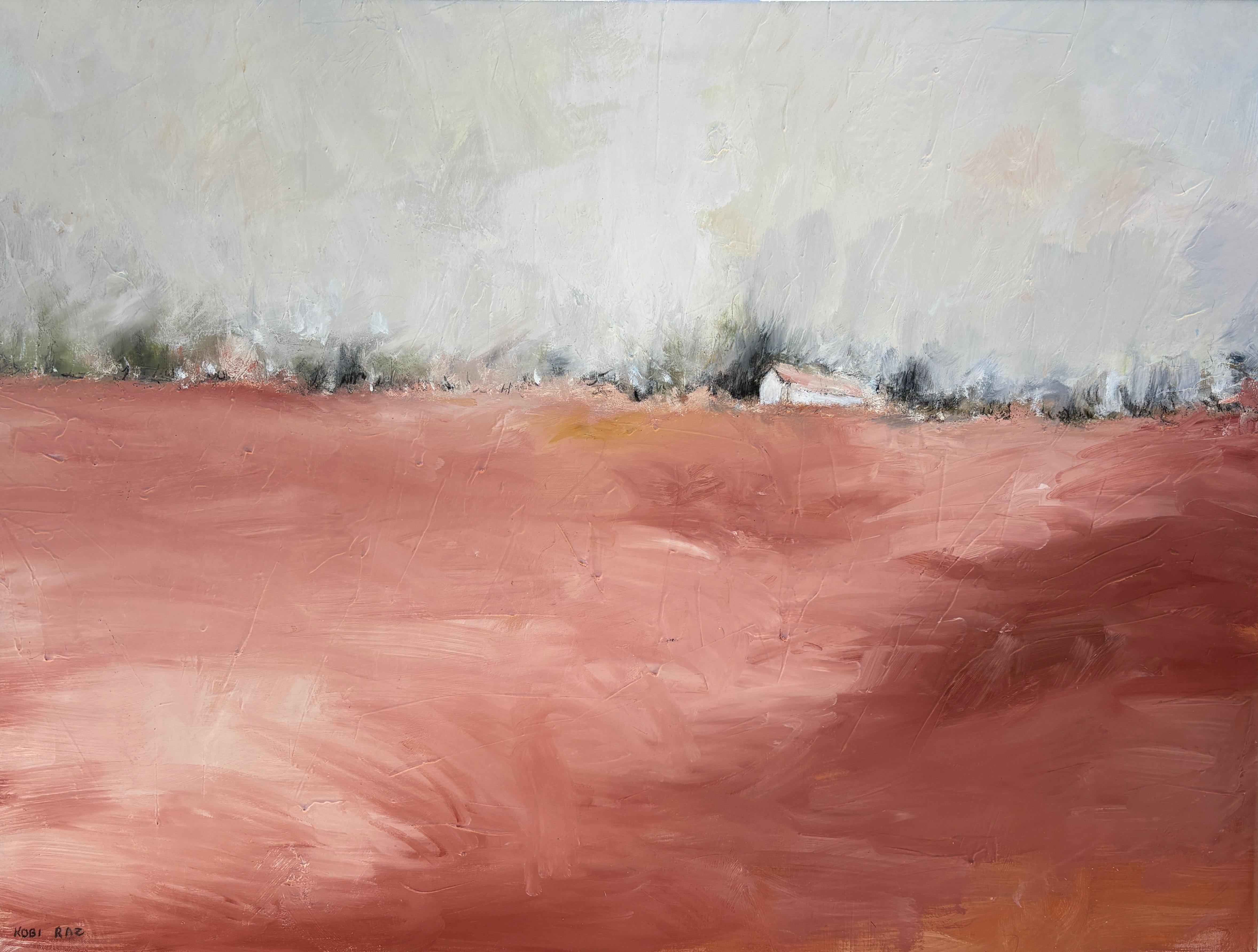 "Horizonte desértico" - Arte paisajístico contemporáneo con textura en tonos blancos y tierra