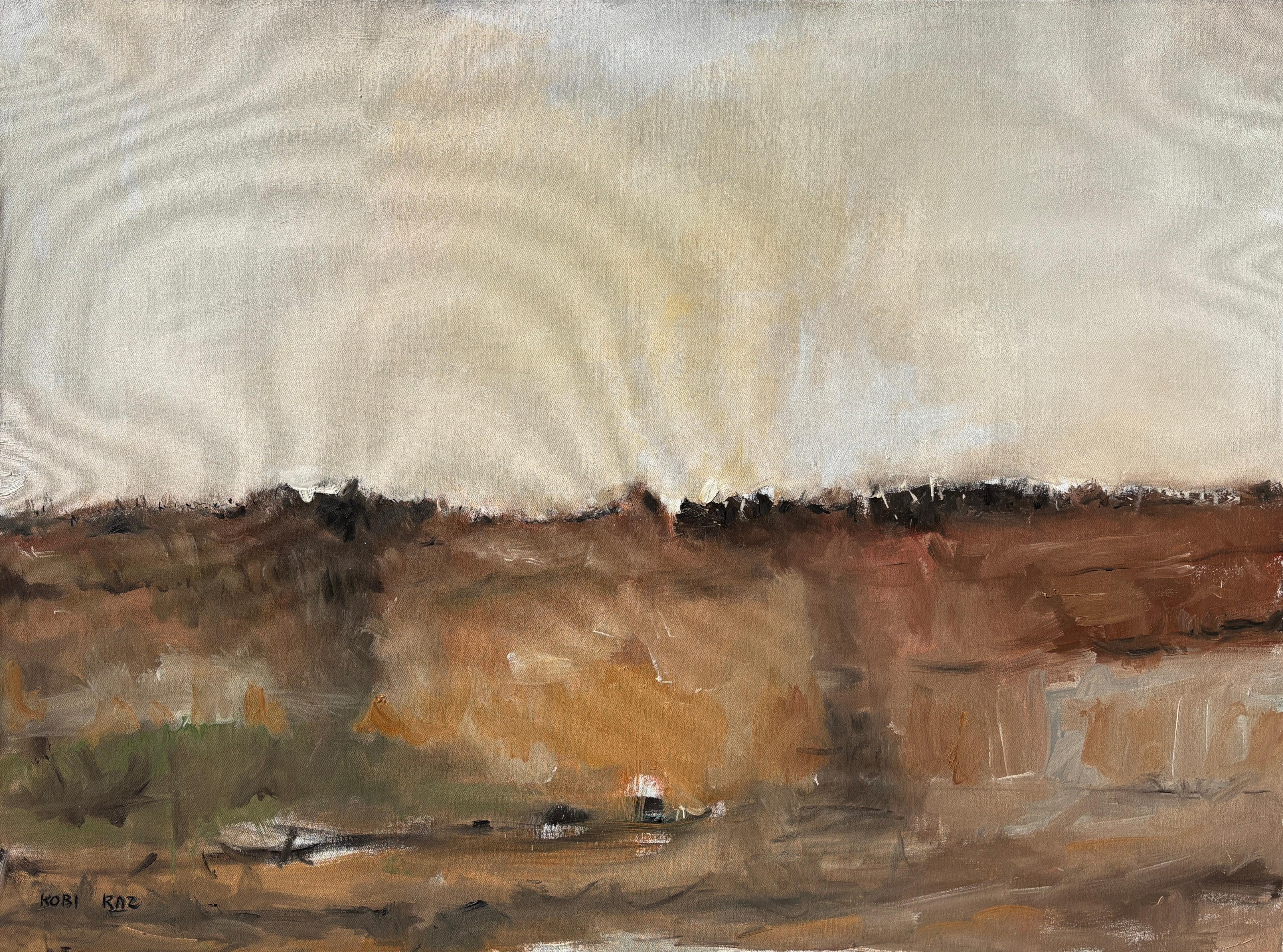 "Desert Plains" - Gelassene zeitgenössische Wüstenlandschaft in Schwarz- und Erdtönen