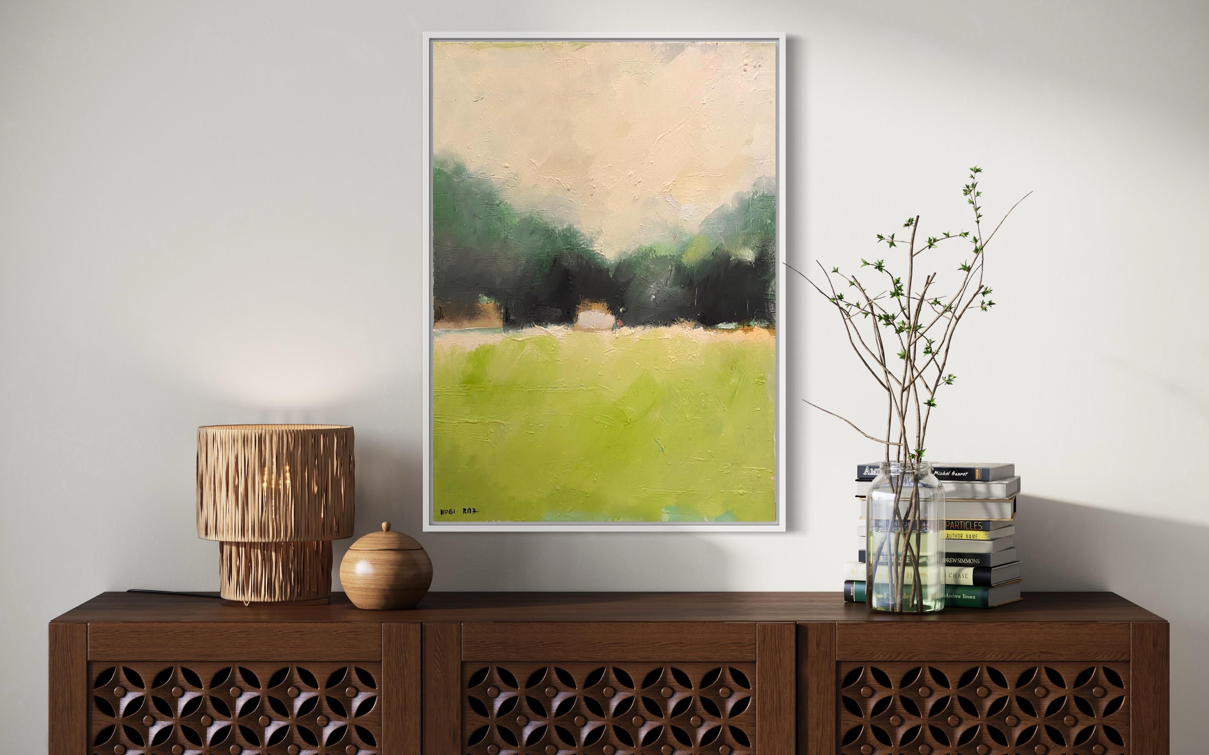 'Houses in Galilee' by Kobi Raz - Lush Green Landscape with Brown Houses For Sale 1