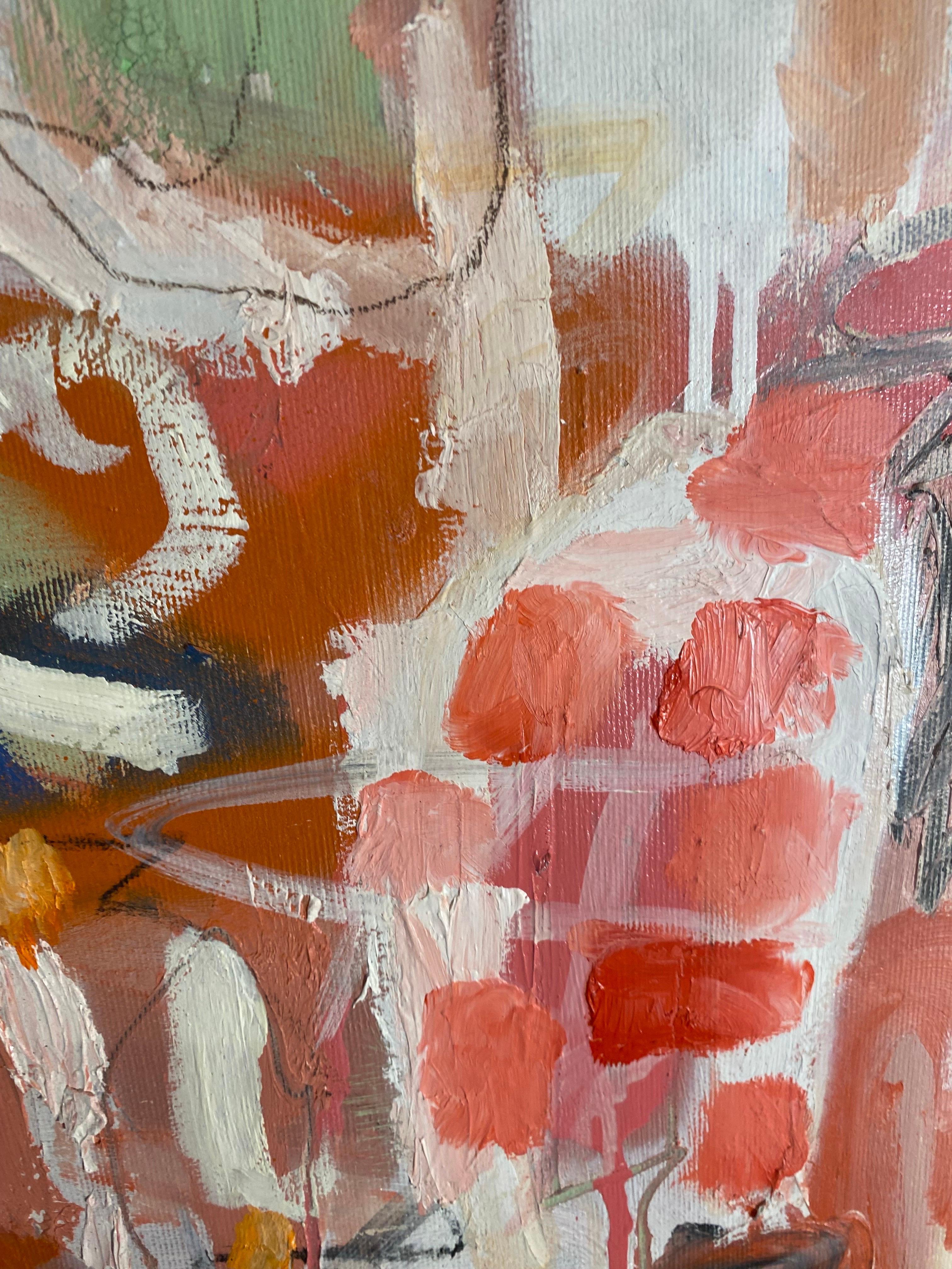 Großes abstraktes Gemälde „Labyrinth“ von Kobi Raz – Orange, Schwarz und Erdtöne im Angebot 4