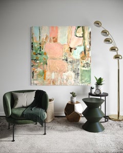 "Meditazione" - Colorato astratto contemporaneo dai toni rosa e terra.