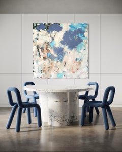 "Ocean Breeze" - Large Textured Contemporary Layered Abstract in Blue and White