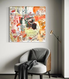 "Perception" - Kohle, Erde und warme Töne Zeitgenössische abstrakte Ölmalerei