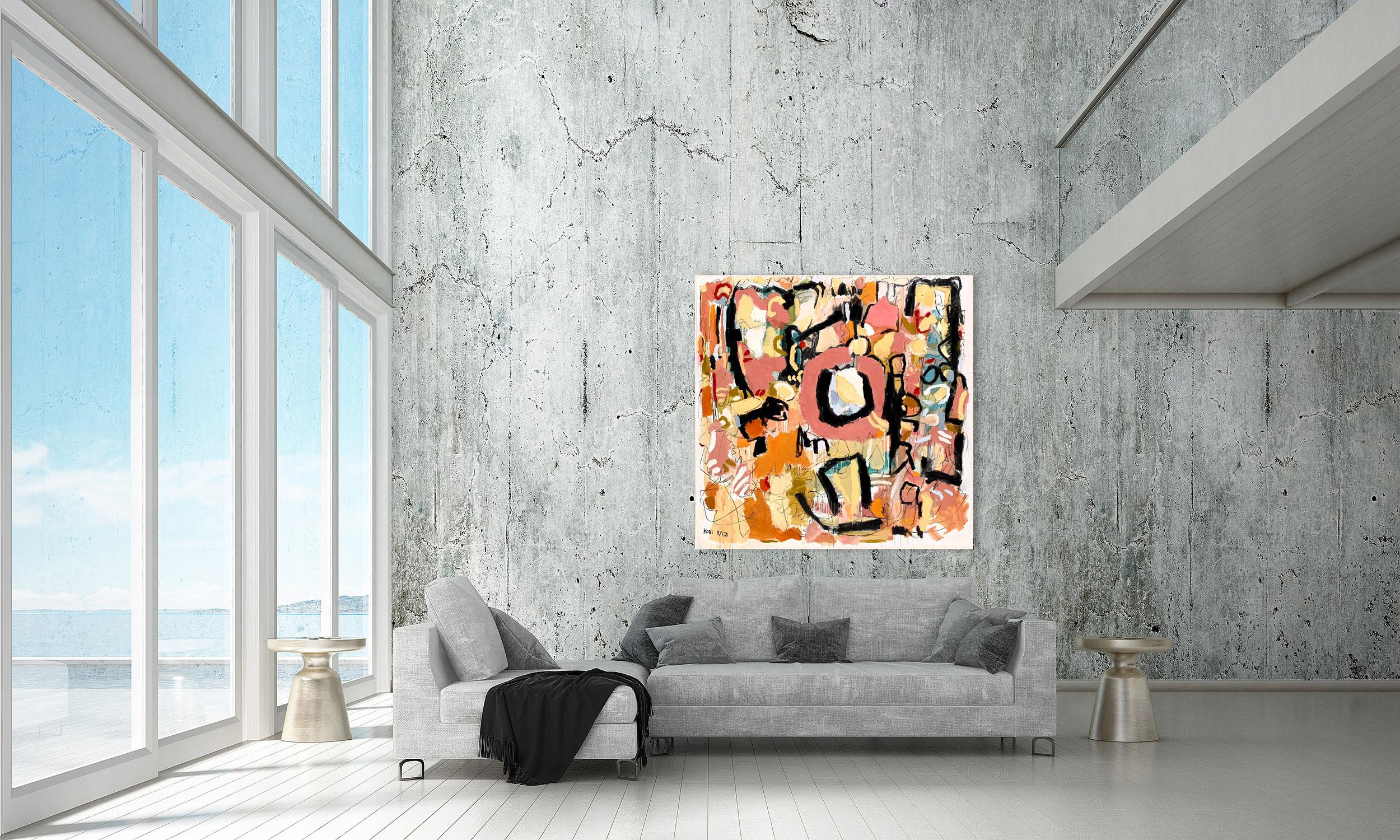 'Pink Circle' Contemporary Abstract Oil on Canvas by Kobi Raz For Sale 7