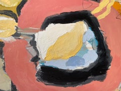 Óleo abstracto contemporáneo sobre lienzo "Círculo rosa" de Kobi Raz