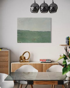 "Slice of Heaven No. 2" - Sereno Paisaje Abstracto Moderno en Verde y Blanco