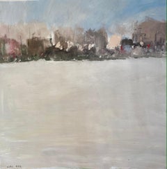 "The City Horizon" by Kobi Raz - Grey City Scape with Blue Skies and Earth Tones