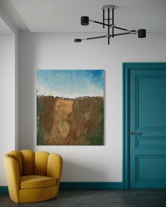 "The Pasture" - Original Abstract Landscape - Open Field with Blue Sky