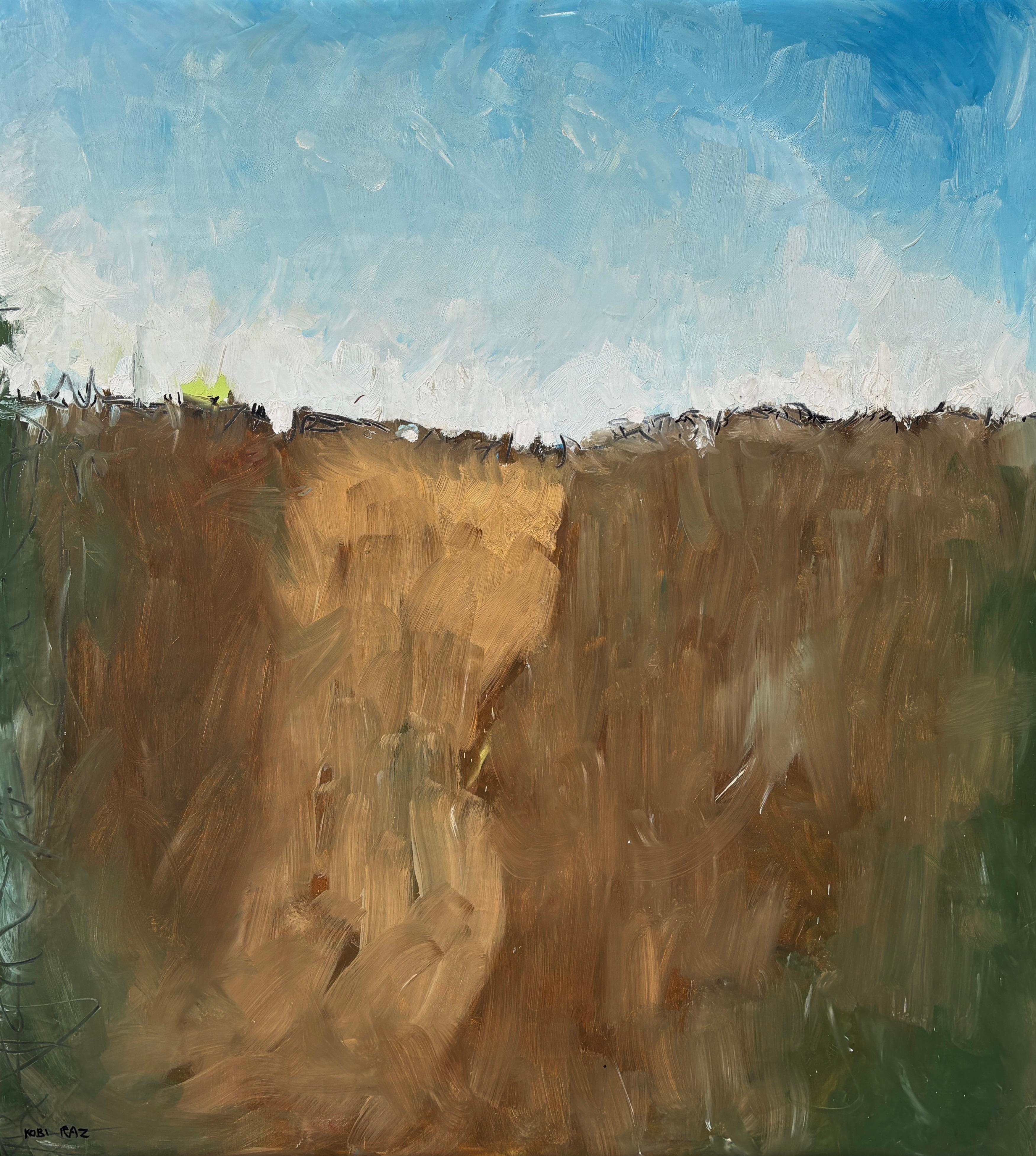 "The Pasture" - Contemporary Abstract Landscape Artwork in Warm Earthy Palette