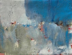 'Untitled' - Vibrant Blue, Pink, & Earth Tone Layered Textured Abstract Artwork