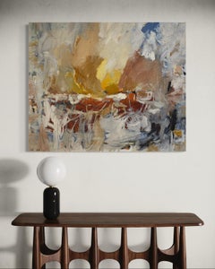 "Untitled" - Contemporary Layered Abstract Oil Artwork in Warm and Earth Tones