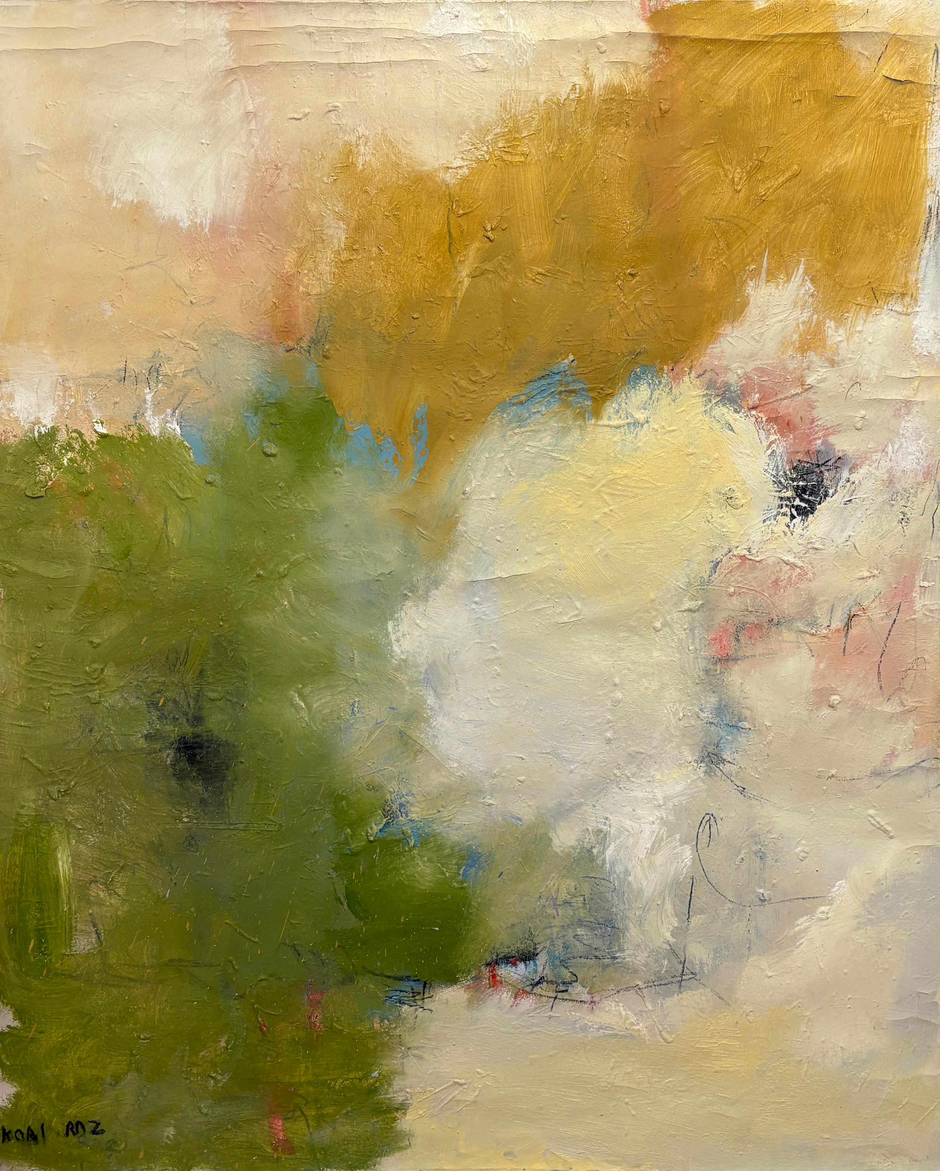 "Untitled" - Textured Contemporary Abstract in Green and Earth Tone Palette