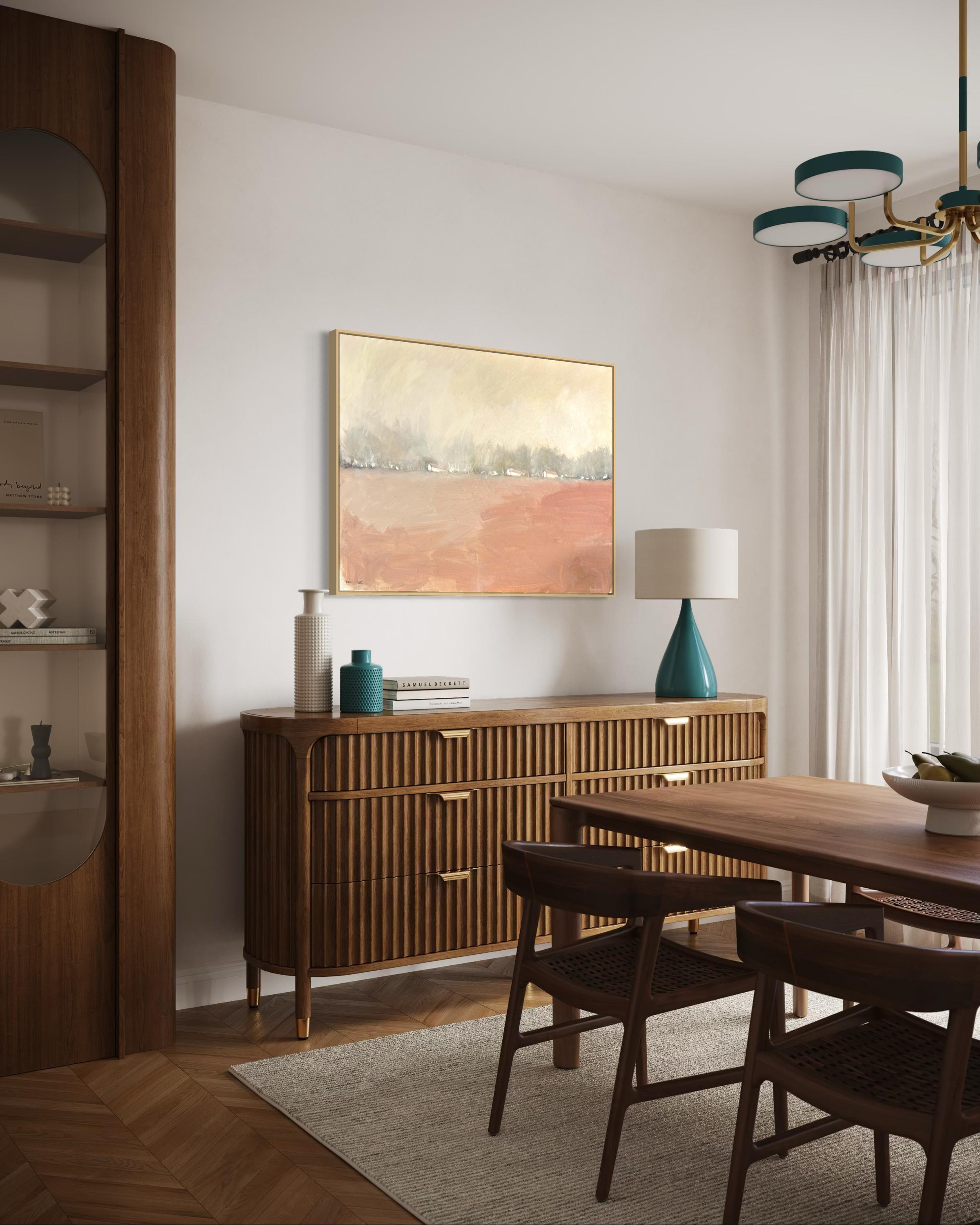 „Weiße Häuser auf dem Hügel“ von Kobi Raz – Weißes und erdfarbenes Landschaftsgemälde im Angebot 9