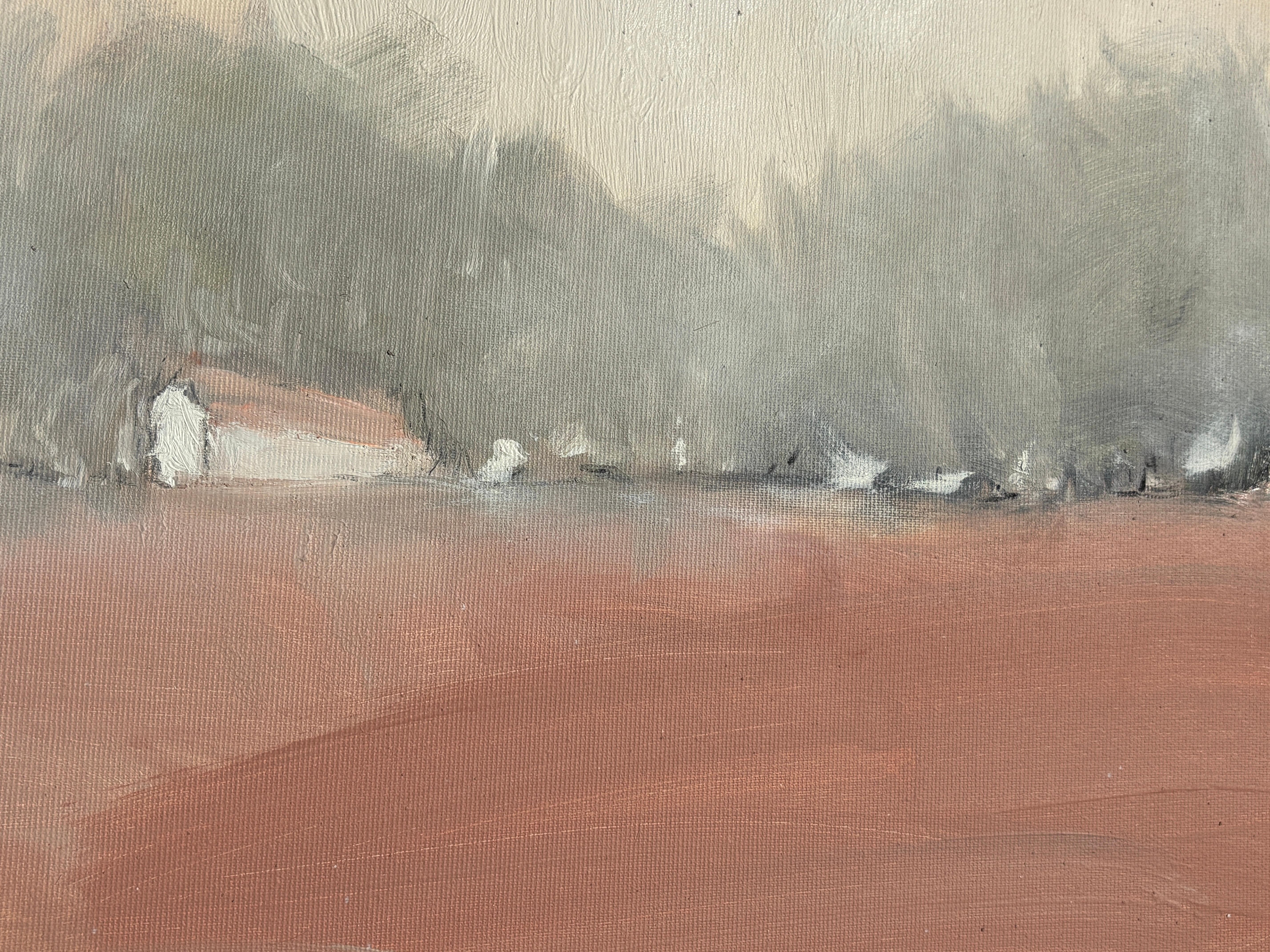 „Weiße Häuser auf dem Hügel“ von Kobi Raz – Weißes und erdfarbenes Landschaftsgemälde im Angebot 6