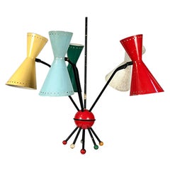 Kobis and Laurance Chandelier Lamp, 1950s, Lacquered Metal, French