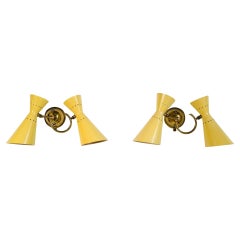 Kobis and Lorence, pair of double wall lights, France 1950