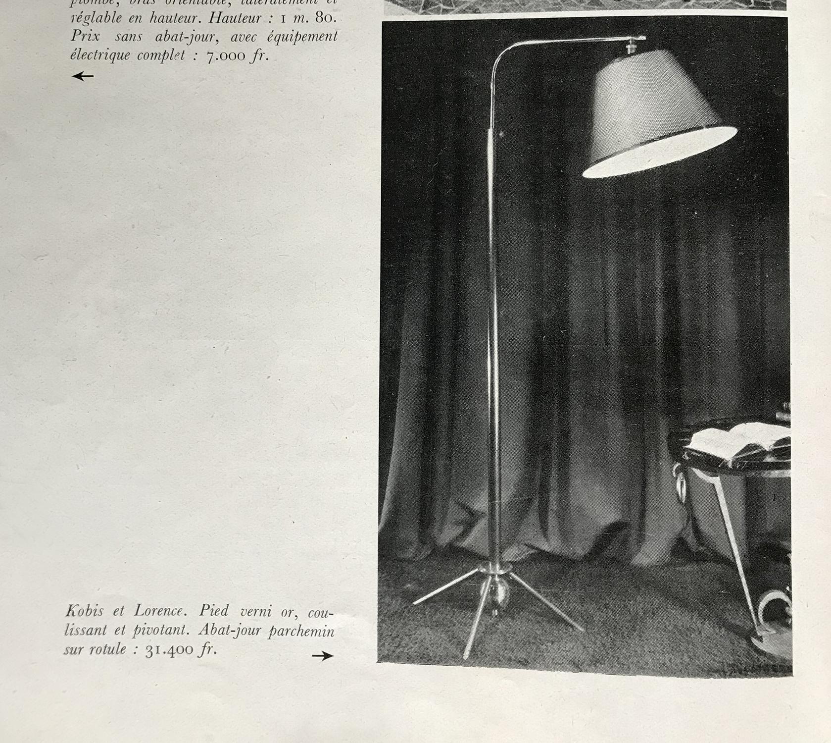Kobis et Lorence, Floor Lamp with Adjustable Height, France, 1953 2
