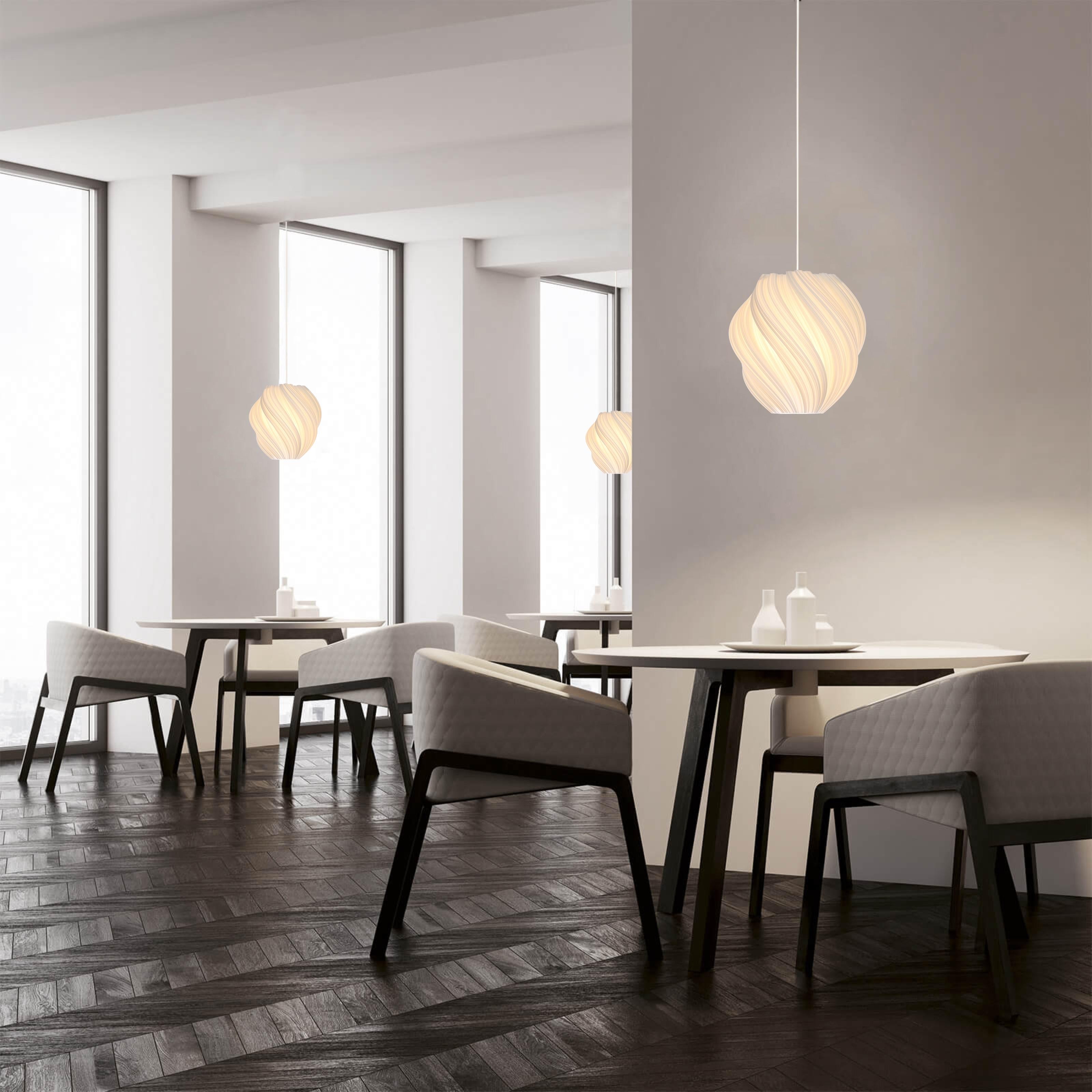Swiss Koch #2 Clockwise Pendant Light Organic Contemporary Modern Lighting White
