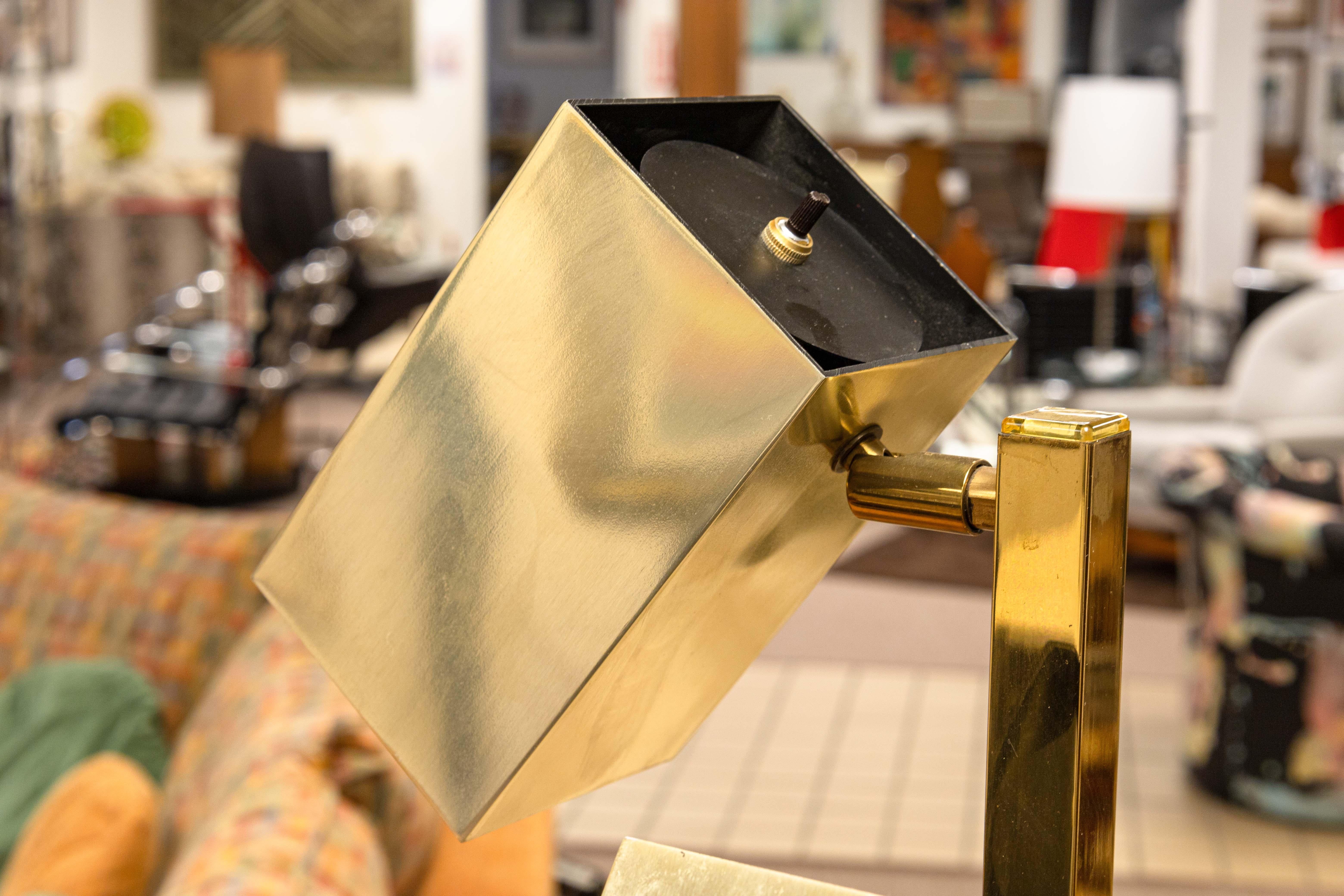 Mid-Century Modern Koch and Lowy 3 Shade Adjustable Brass Mid Century Modern Floor Lamp