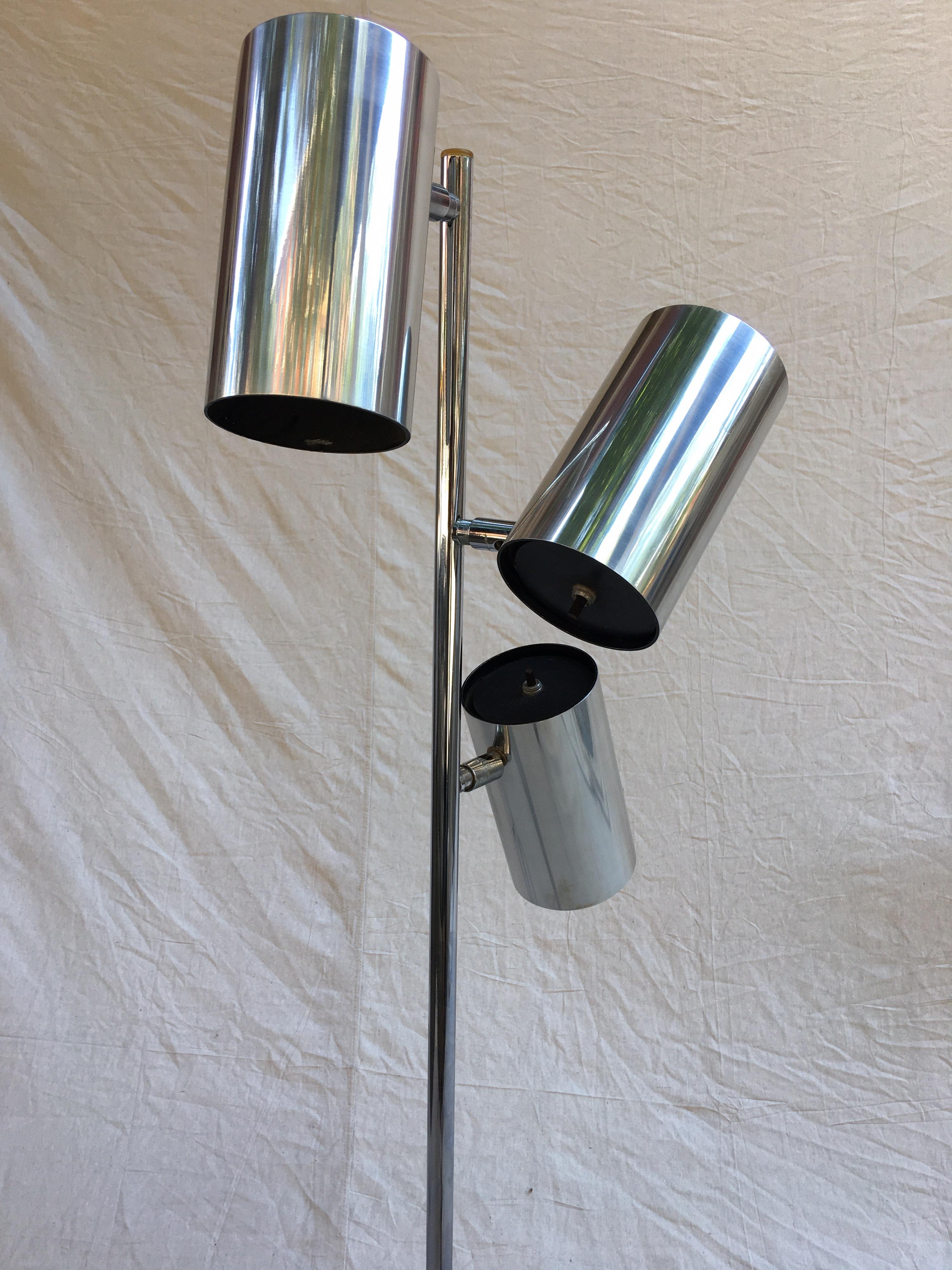 Aluminum Koch and Lowy 3-Shade Floor Lamp