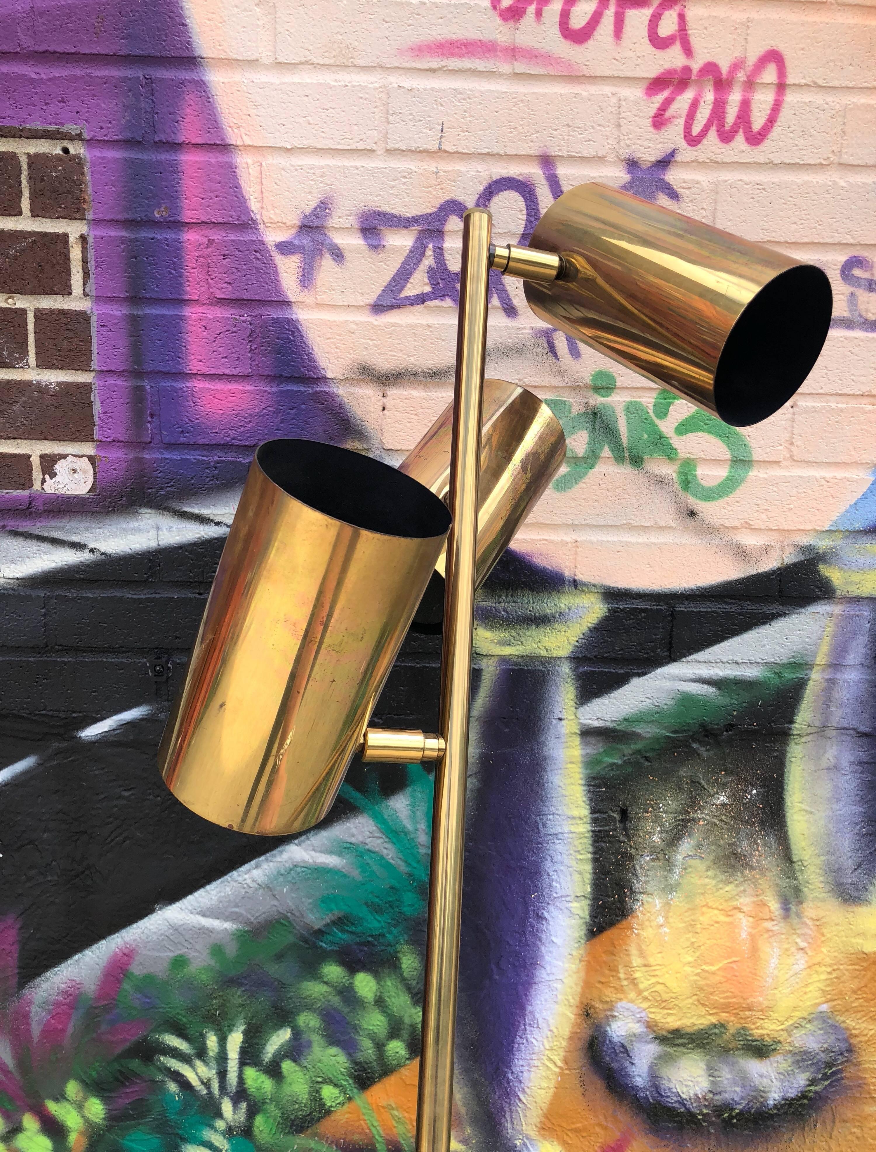 Koch and Lowy Brass Floor Lamp In Good Condition In Brooklyn, NY