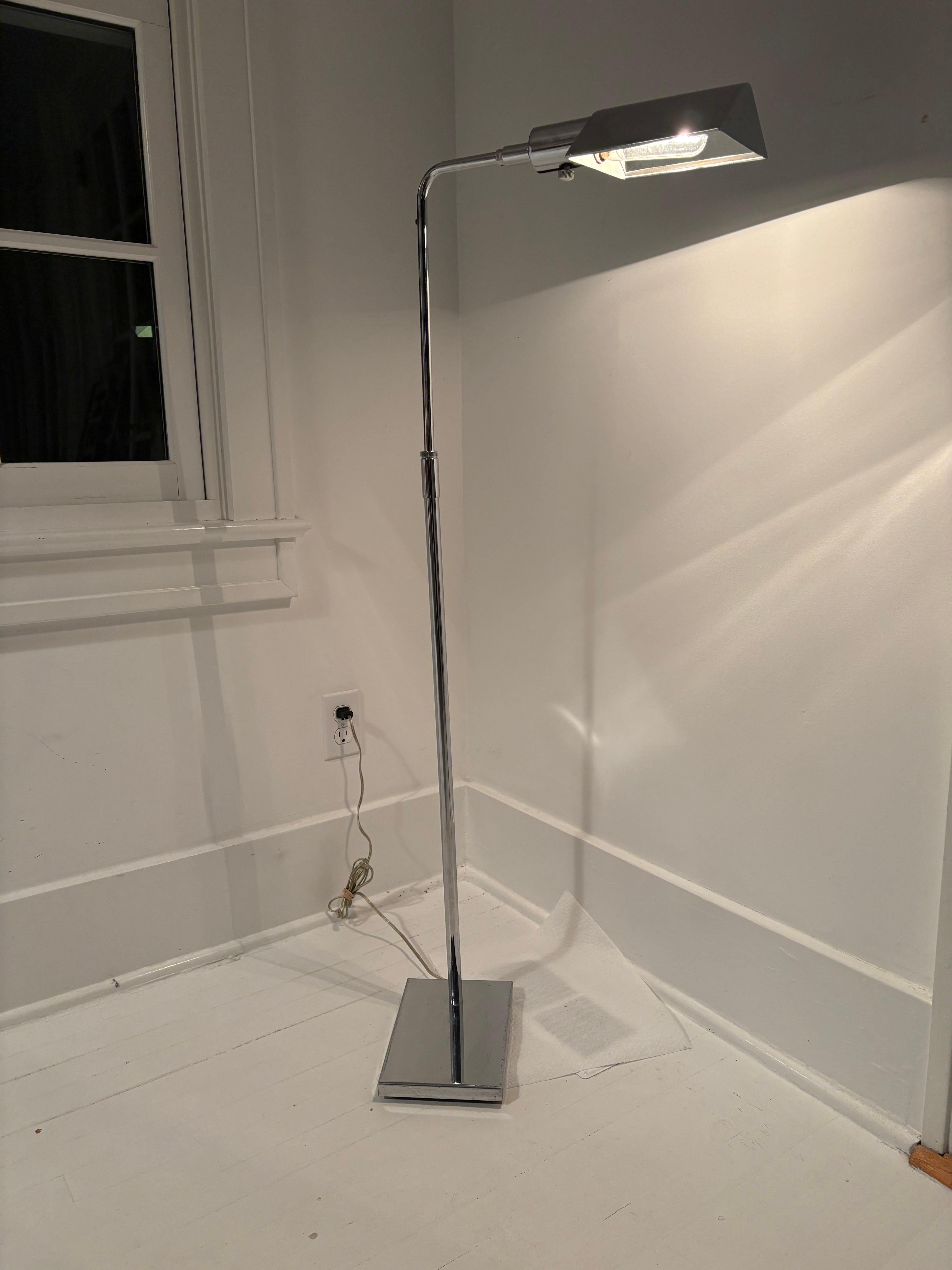 Koch and Lowy Chrome Adjustable Pharmacy Floor Lamp 7