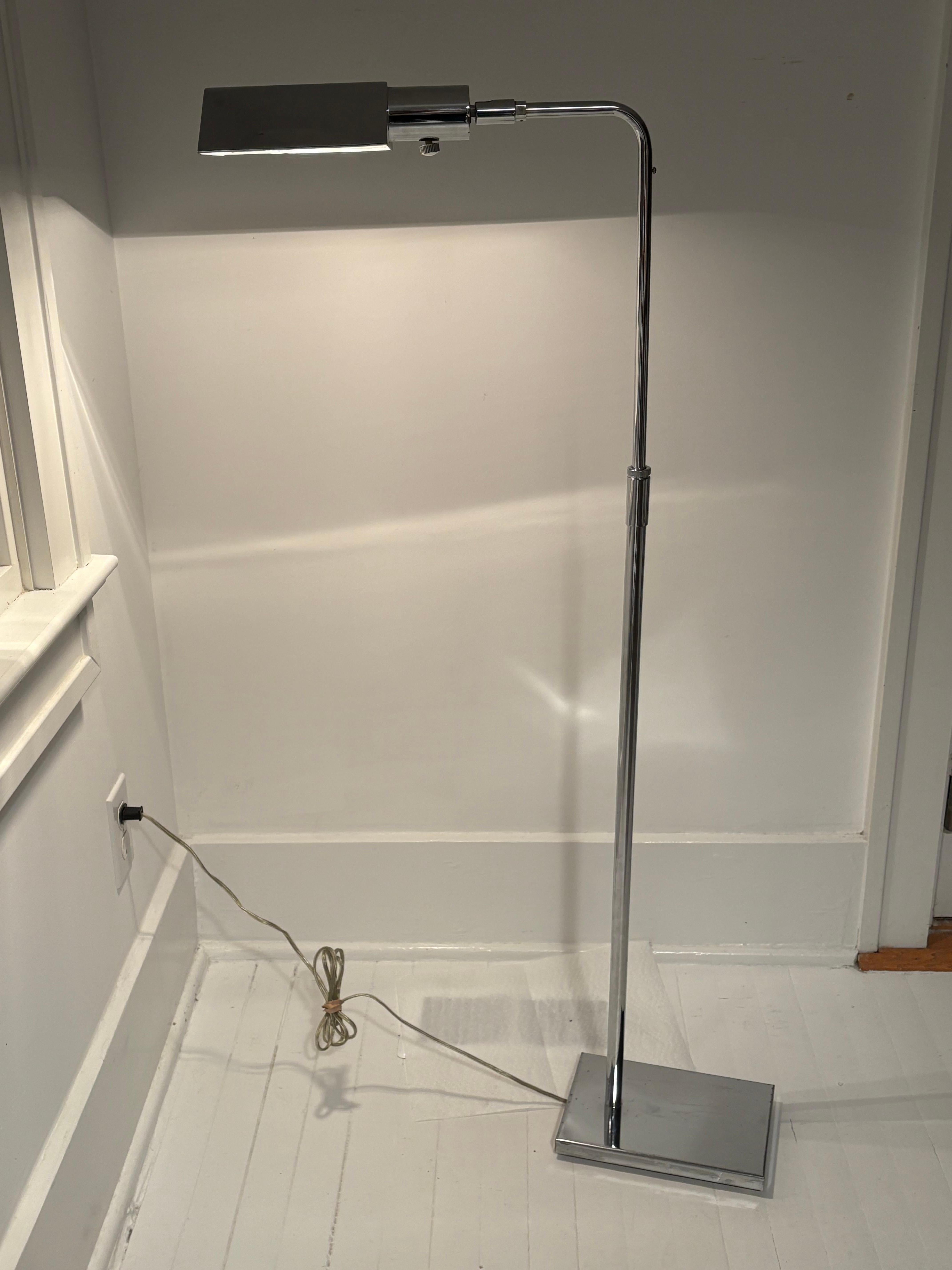 Koch and Lowy Chrome Adjustable Pharmacy Floor Lamp 8