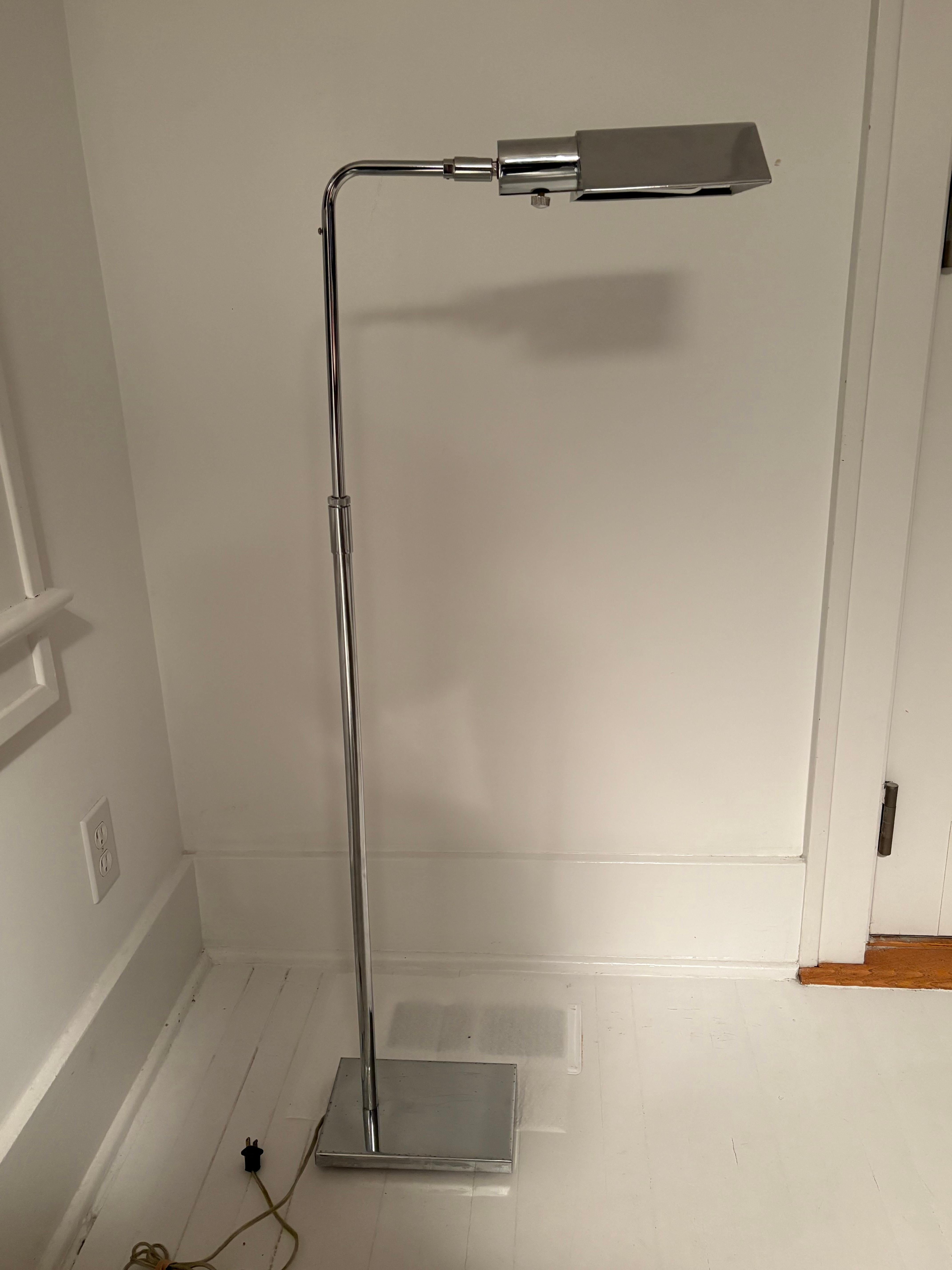 20th Century Koch and Lowy Chrome Adjustable Pharmacy Floor Lamp