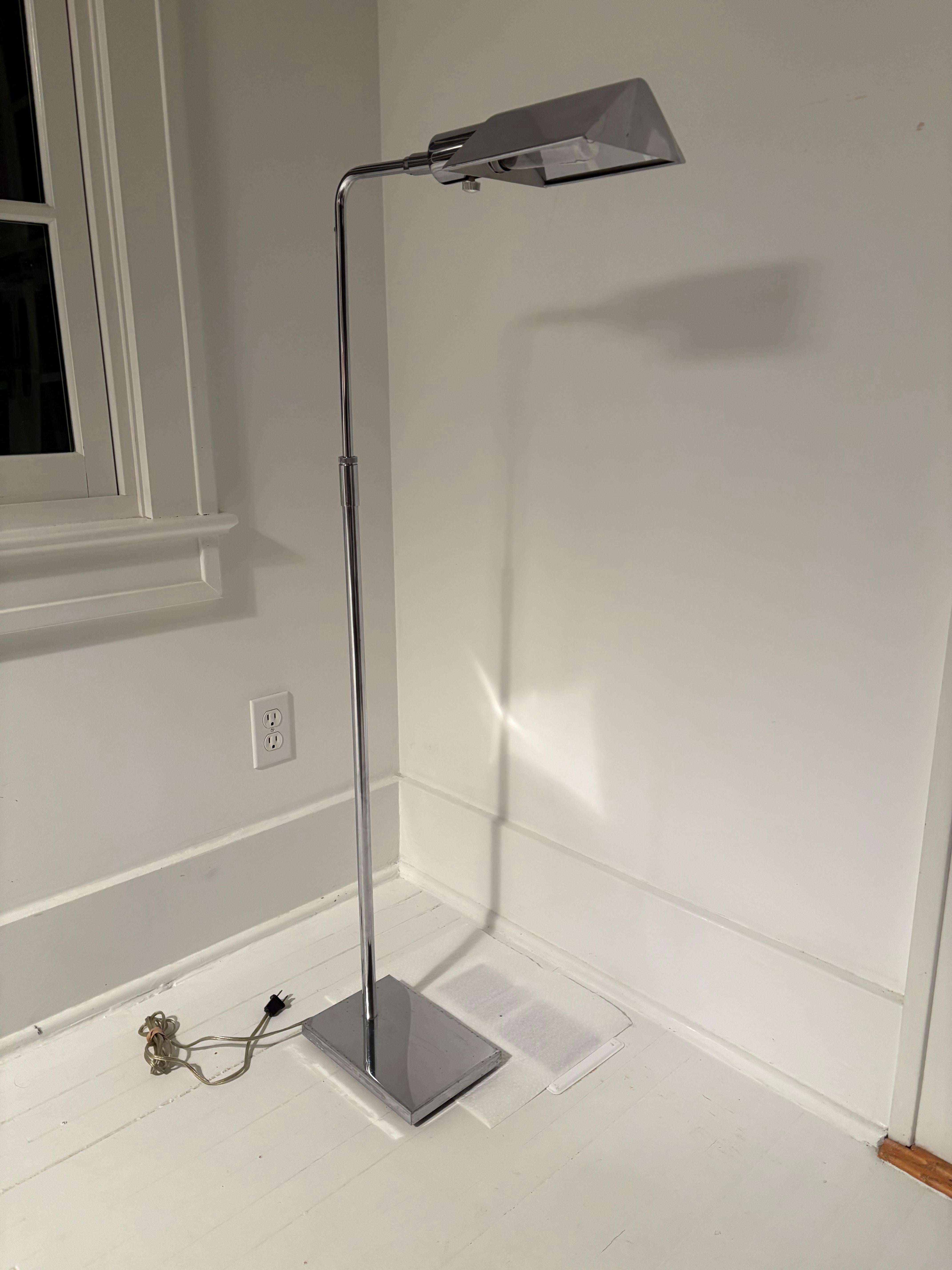 Koch and Lowy Chrome Adjustable Pharmacy Floor Lamp 1