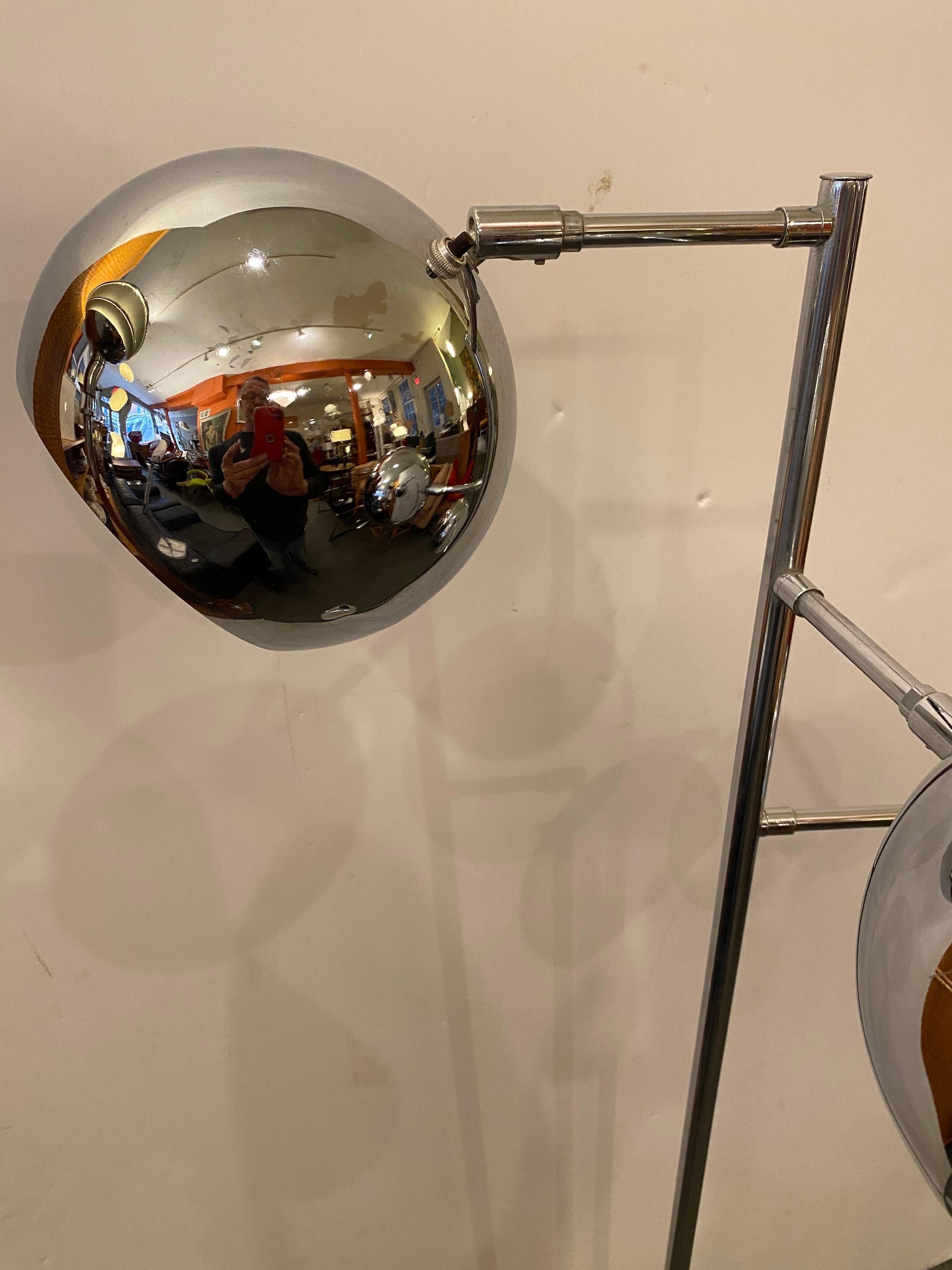 American Koch and Lowy Chrome Ball Floor Lamp For Sale