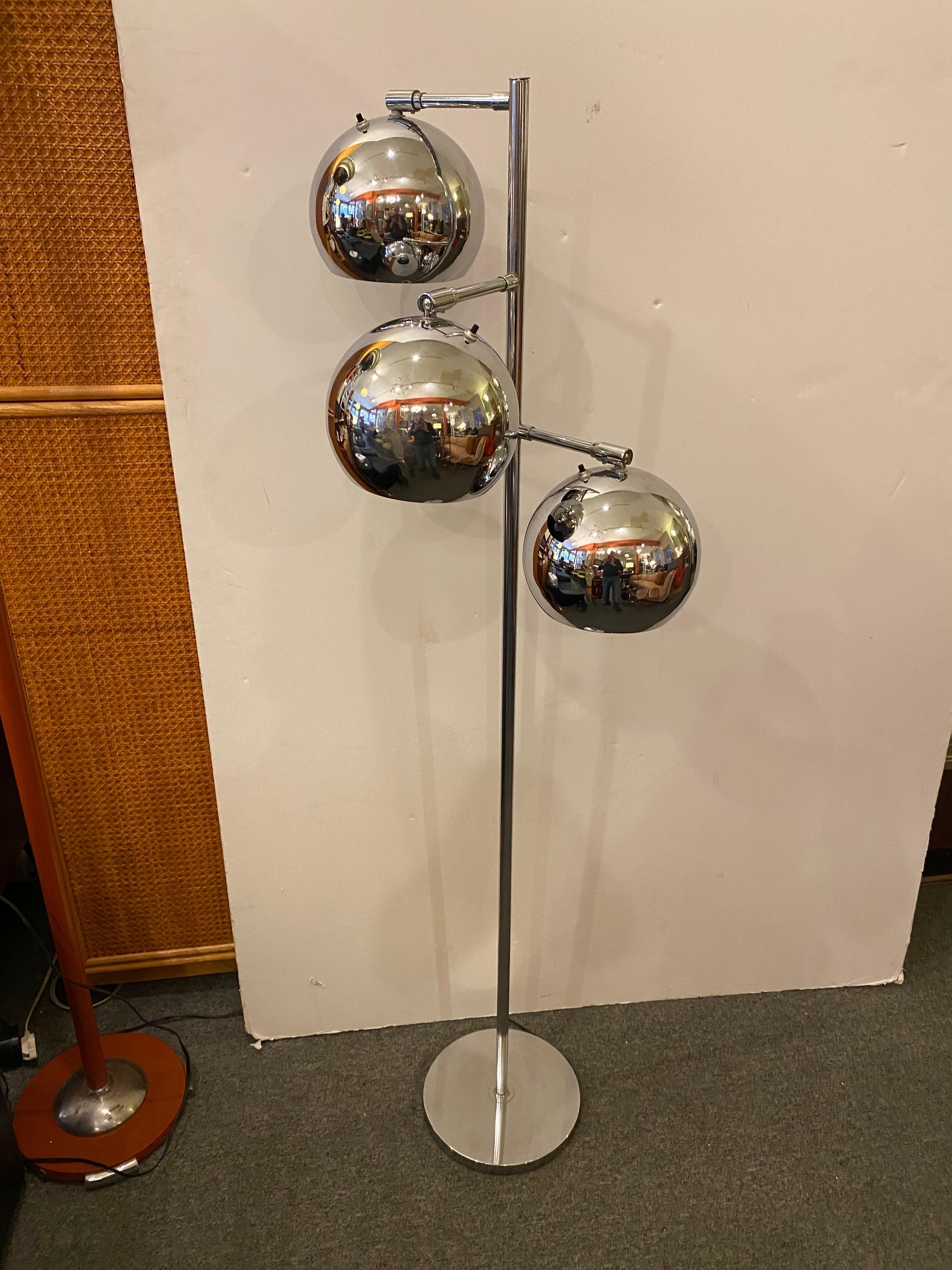 Koch and Lowy Chrome Ball Floor Lamp For Sale 1