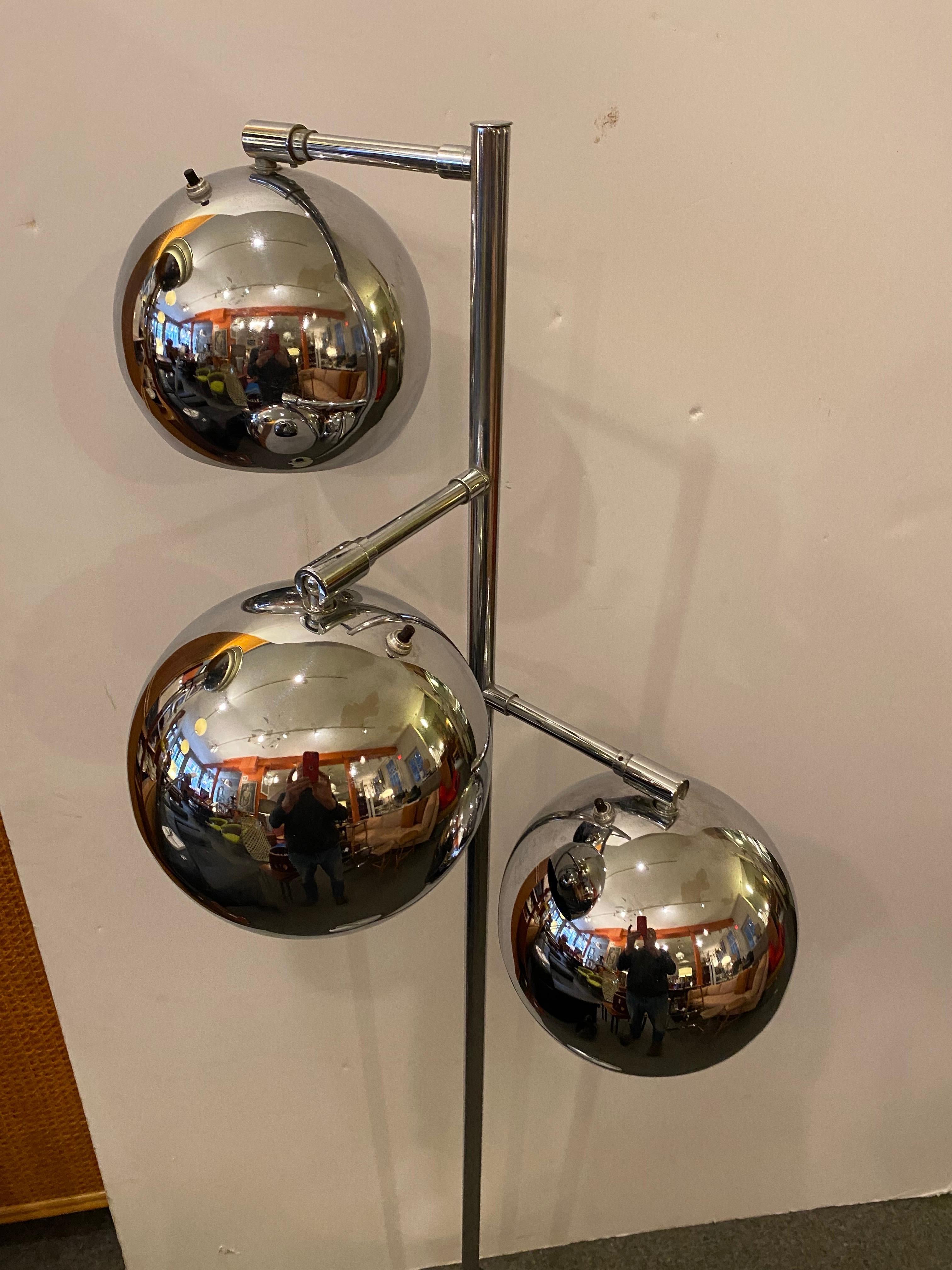 Koch and Lowy Chrome Ball Floor Lamp For Sale 2