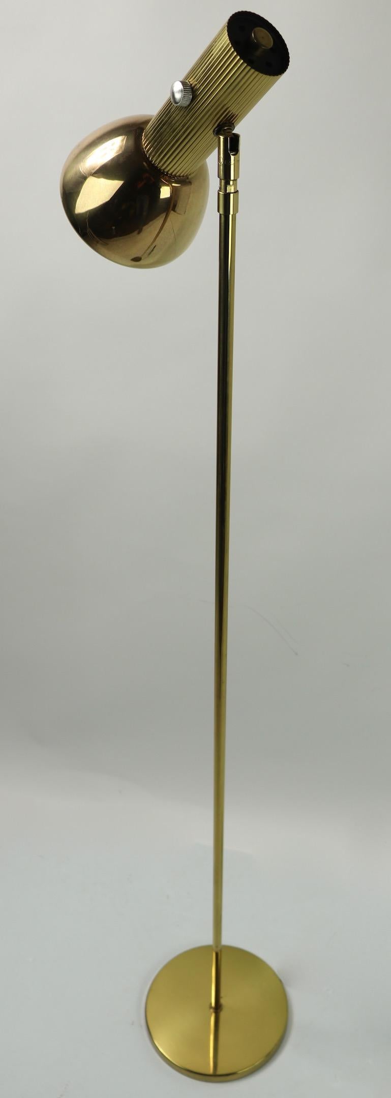 German Koch and Lowy for OMI Adjustable Brass Floor Lamp