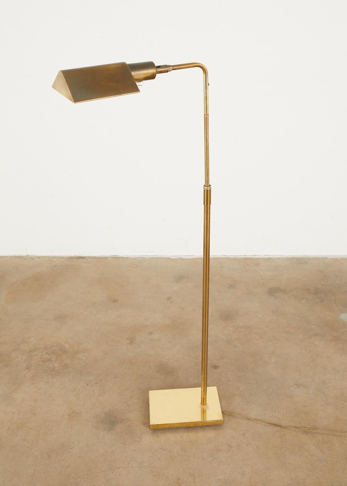 Koch & Lowy Mid-Century Modern Brass Pharmacy Floor Lamp In Good Condition In Rio Vista, CA