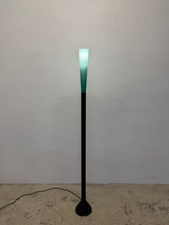 Koch and Lowy Postmodern Green Glass and Steel Floor Lamp, 1990s
