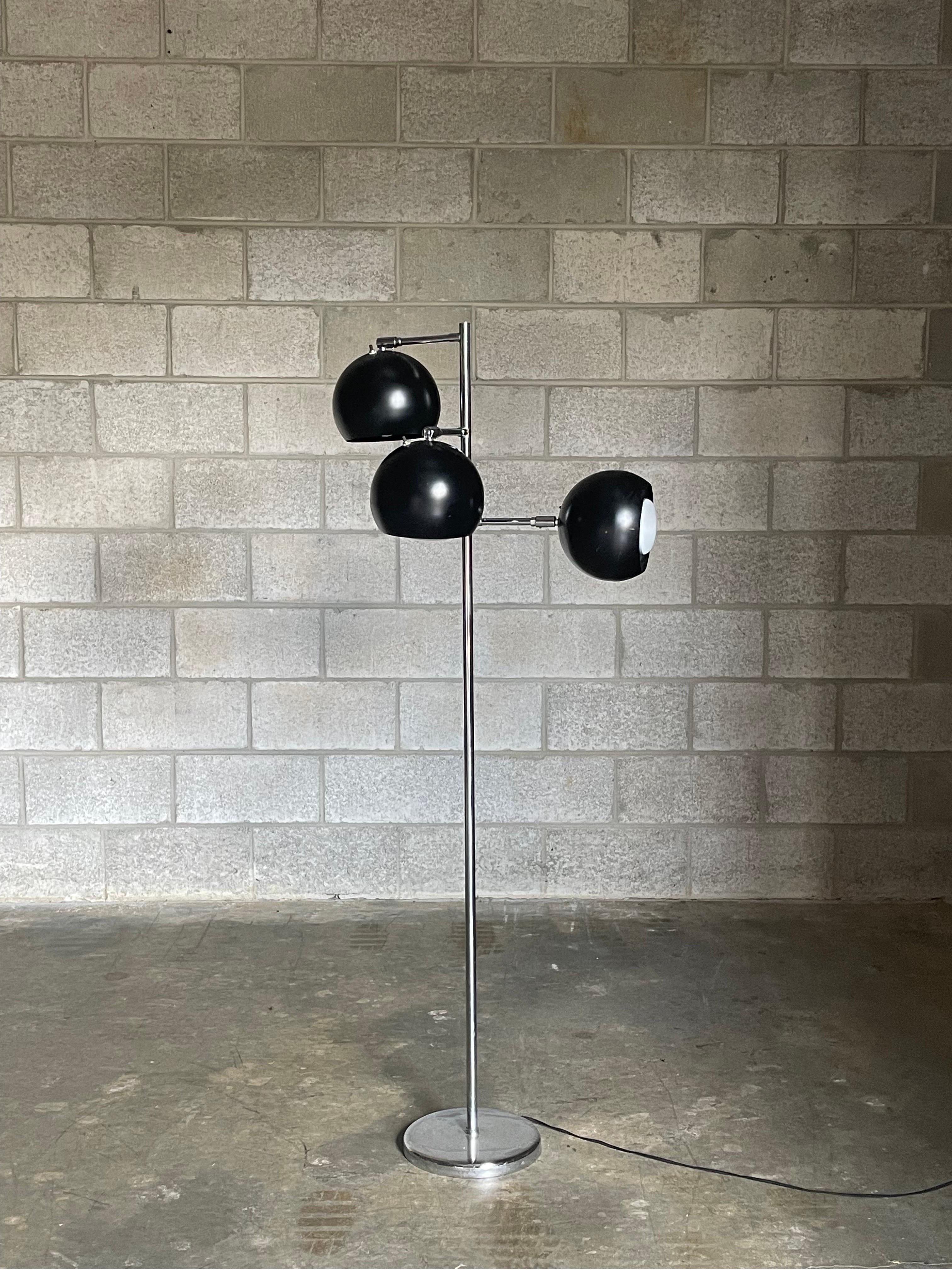 Mid-Century Modern Koch and Lowy Three Arm, Triennale Style, Floor Lamp For Sale