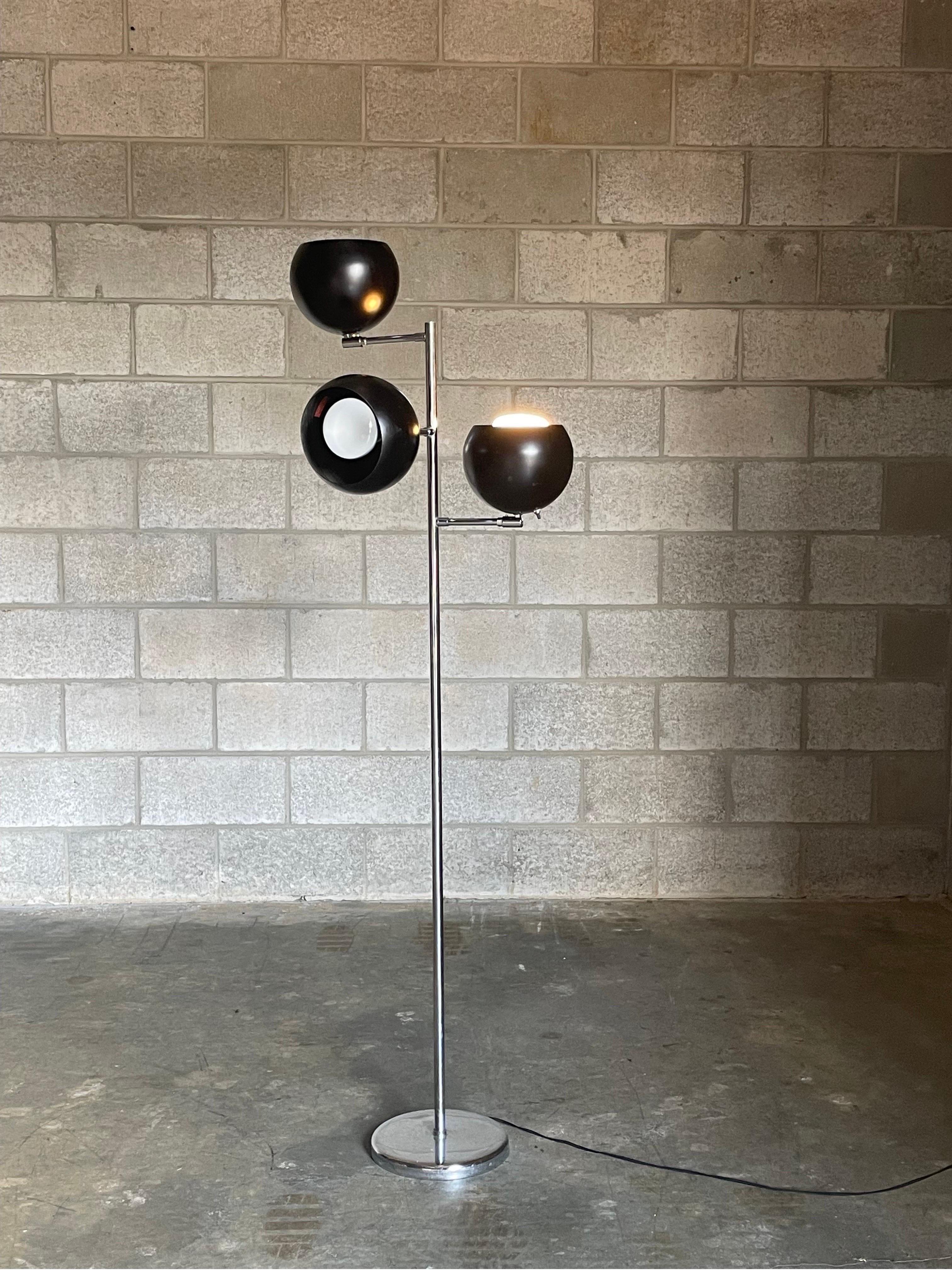 Late 20th Century Koch and Lowy Three Arm, Triennale Style, Floor Lamp For Sale