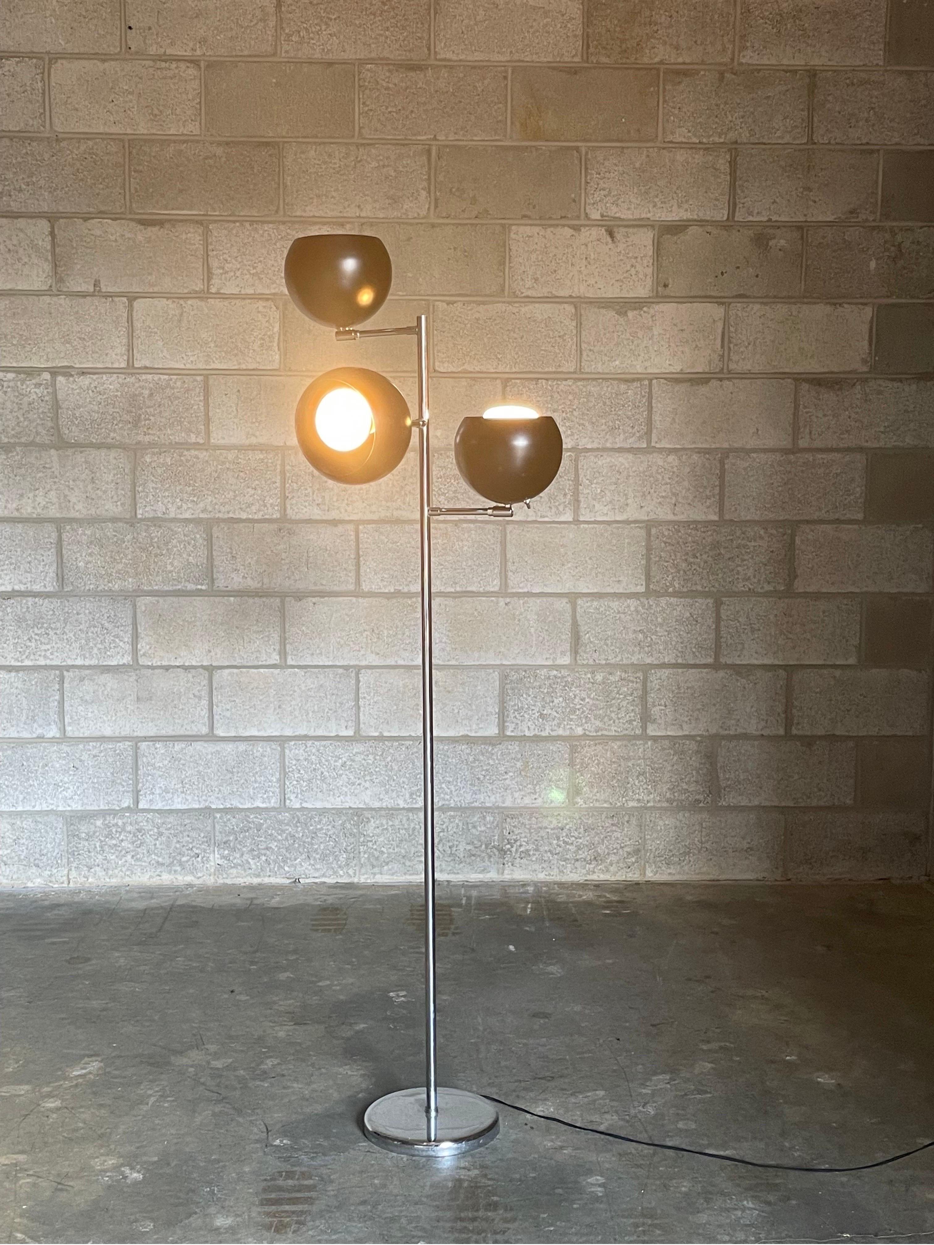 Metal Koch and Lowy Three Arm, Triennale Style, Floor Lamp For Sale