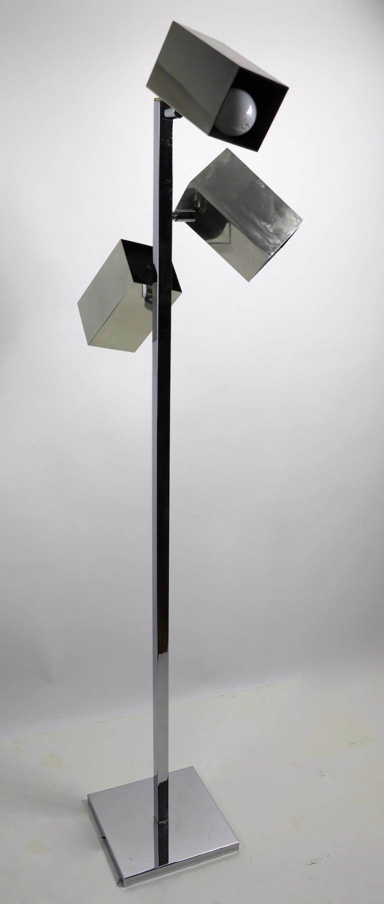 Aluminum Koch & Lowy 3-Light Floor Lamp For Sale